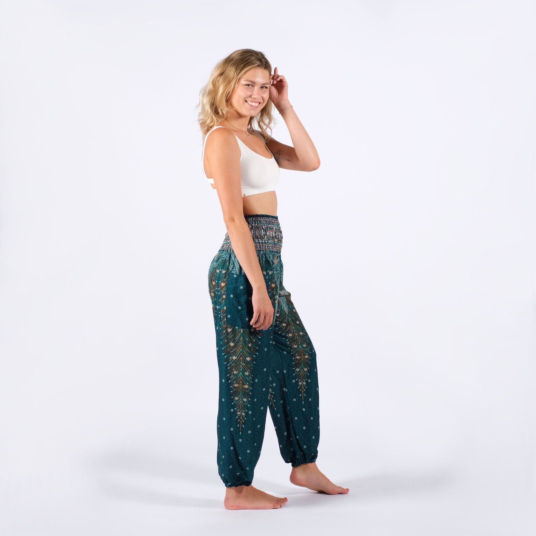 Yoga Haremshose Feather türkis
