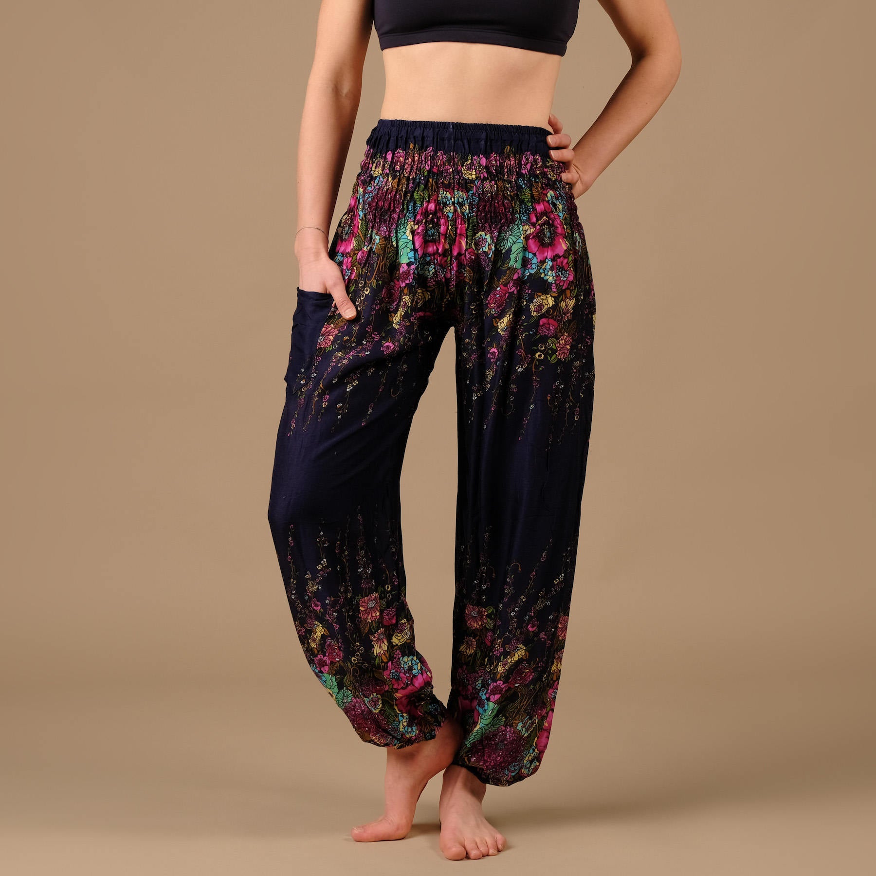 Yoga Haremshose Flower navy