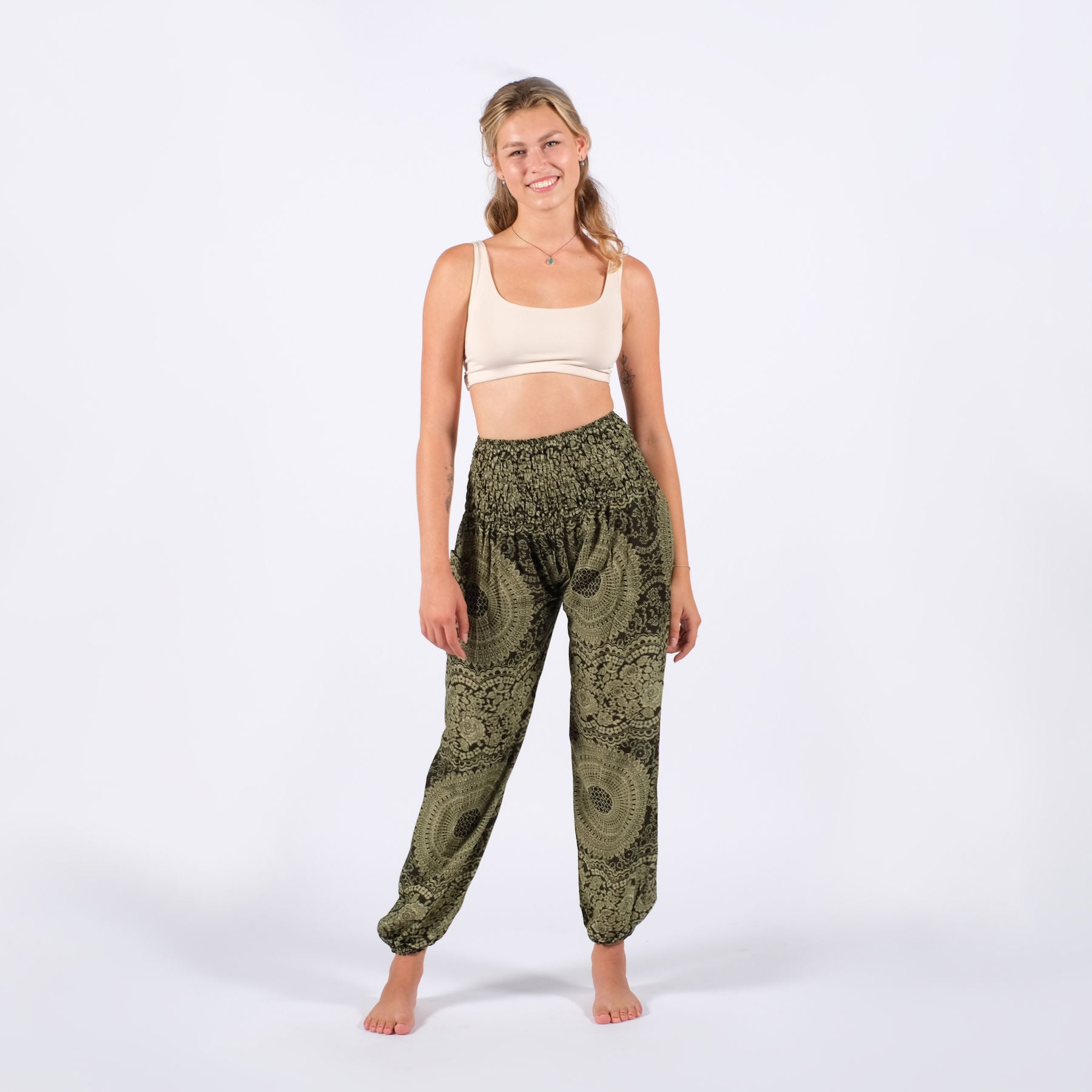 Yoga Haremshose Boho Pants Indian Summer olive grün