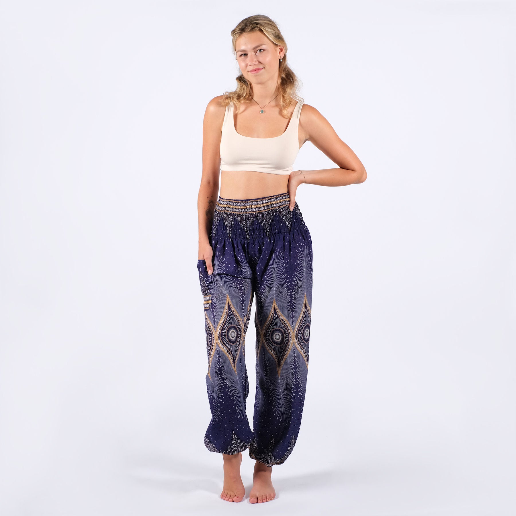 Yoga Haremshose Boho Pants Orient Navy blau