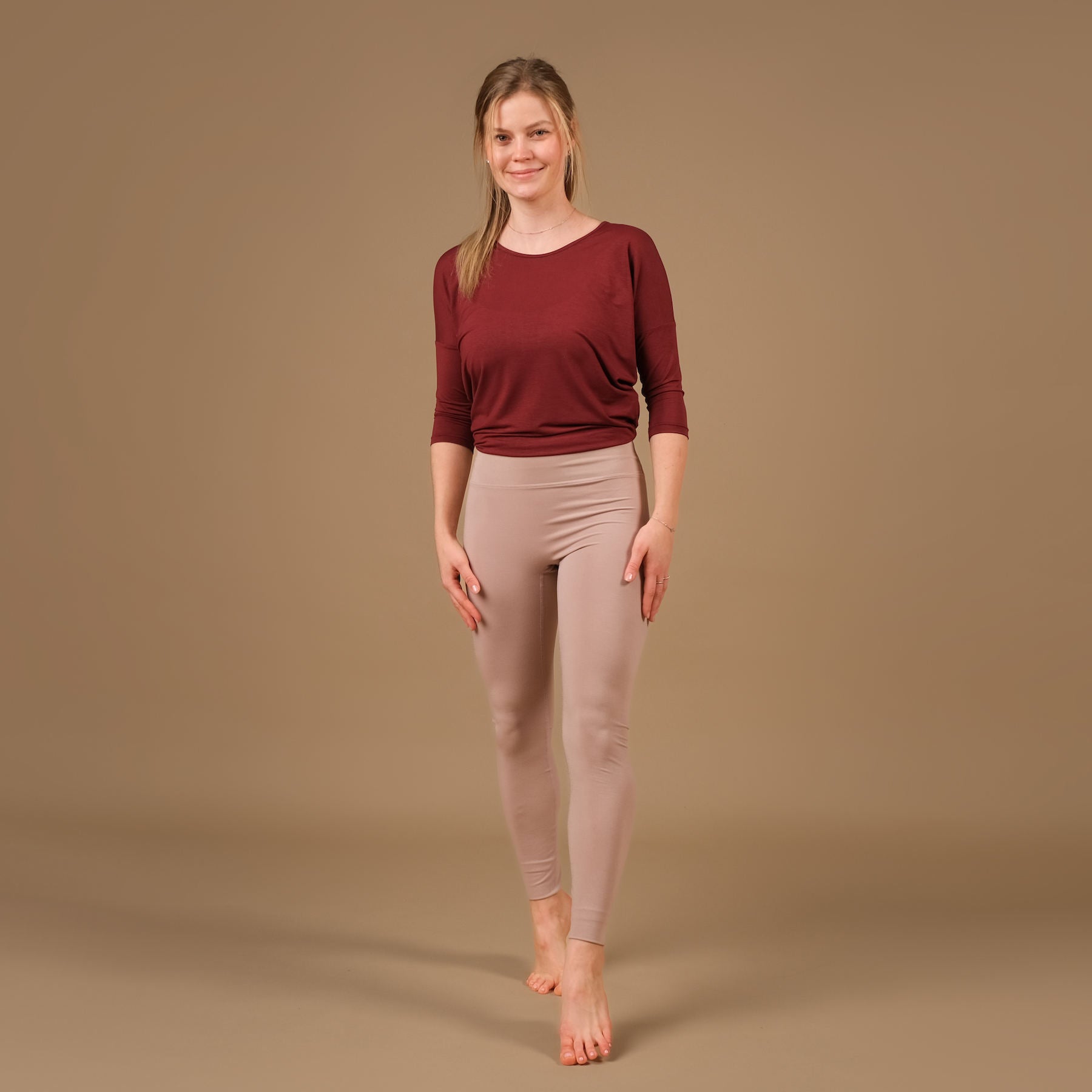 Yoga Shirt Comfy 3/4 Arm, in der Schweiz hergestellt, weichster Stoff, bordeaux