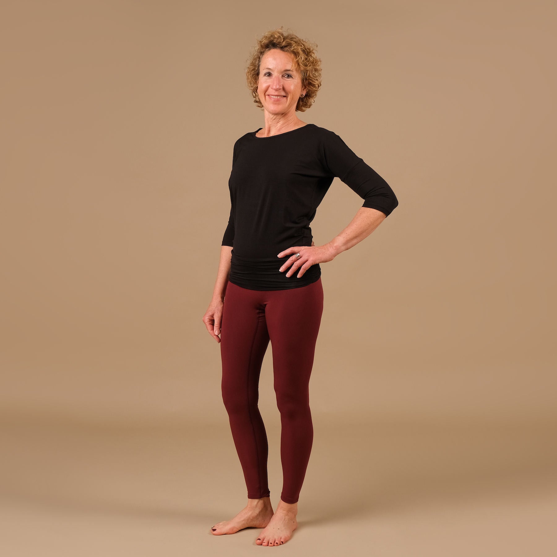 Yoga Shirt Comfy 3/4 Arm, in der Schweiz hergestellt, weichster Stoff, schwarz