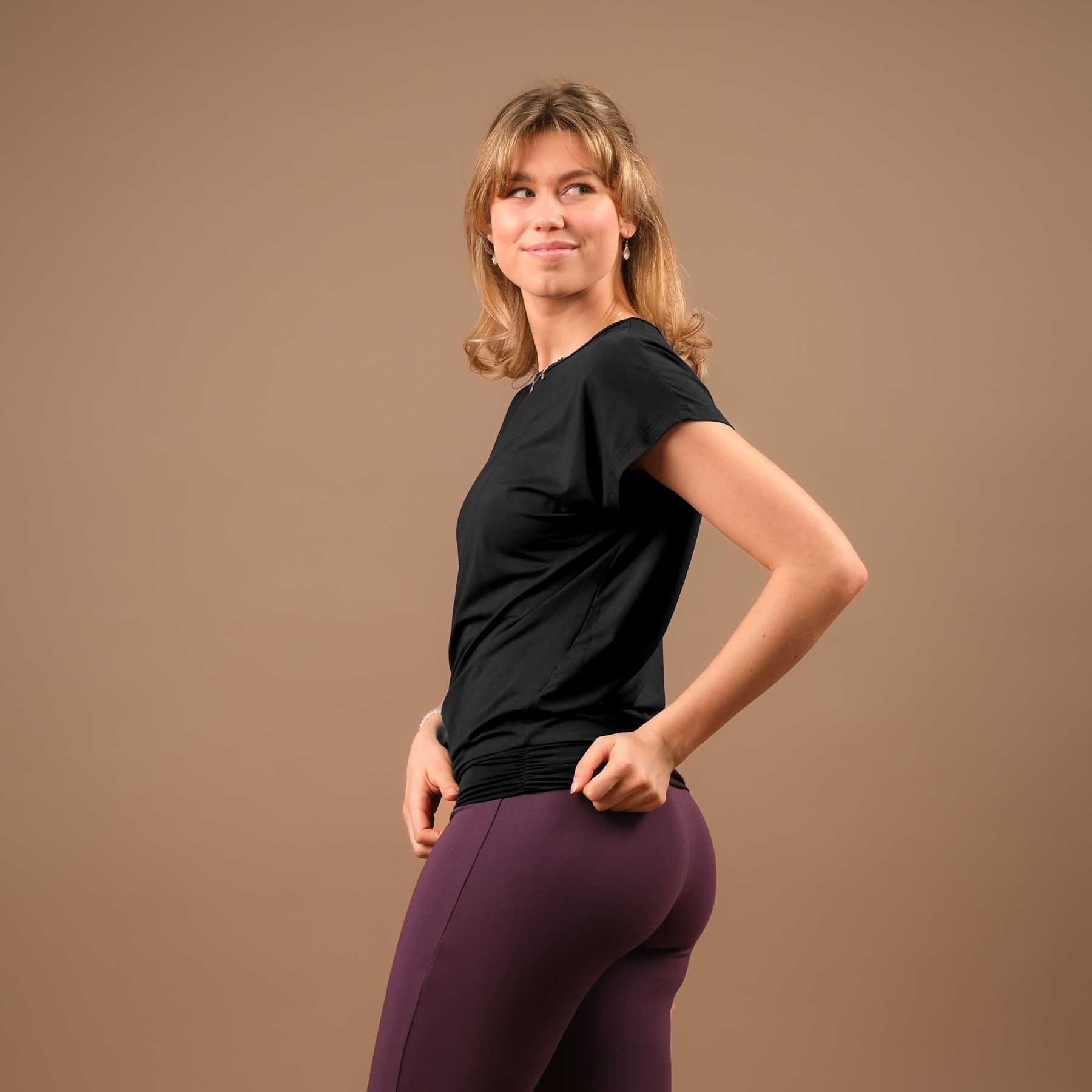 Yoga Shirt Comfy kurzarm nachhaltig in der Schweiz hergestellt schwarz