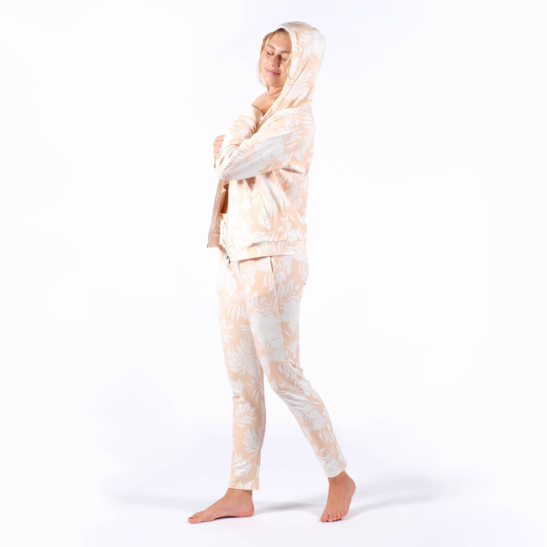 Yoga Sweatshirt mit Reissverschluss aprico Jungle Print