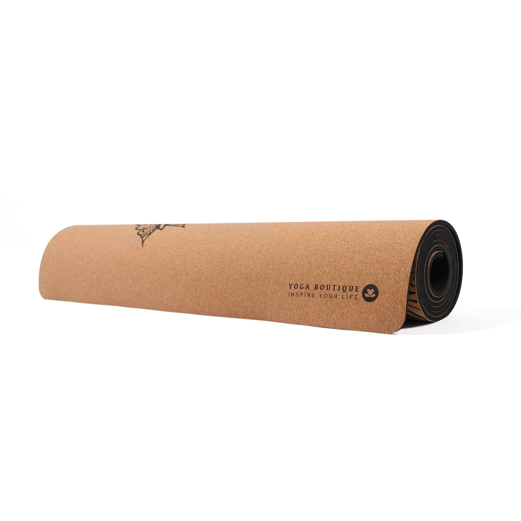 Yogamatte Kork Tropical schwarz frei von PVC, biologisch abbaubar