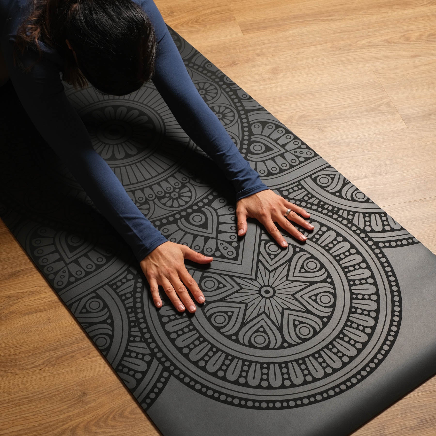 Yogamatte SuperGrip 2.0 Mandala sehr rutschfeste Yogamatte schwarz