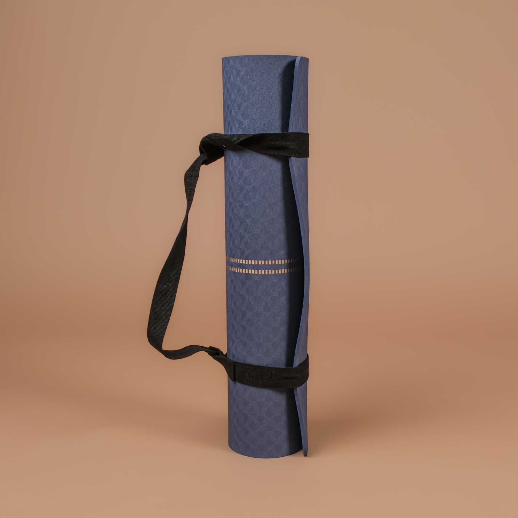 Yogamatte TPE gold Print navy blau