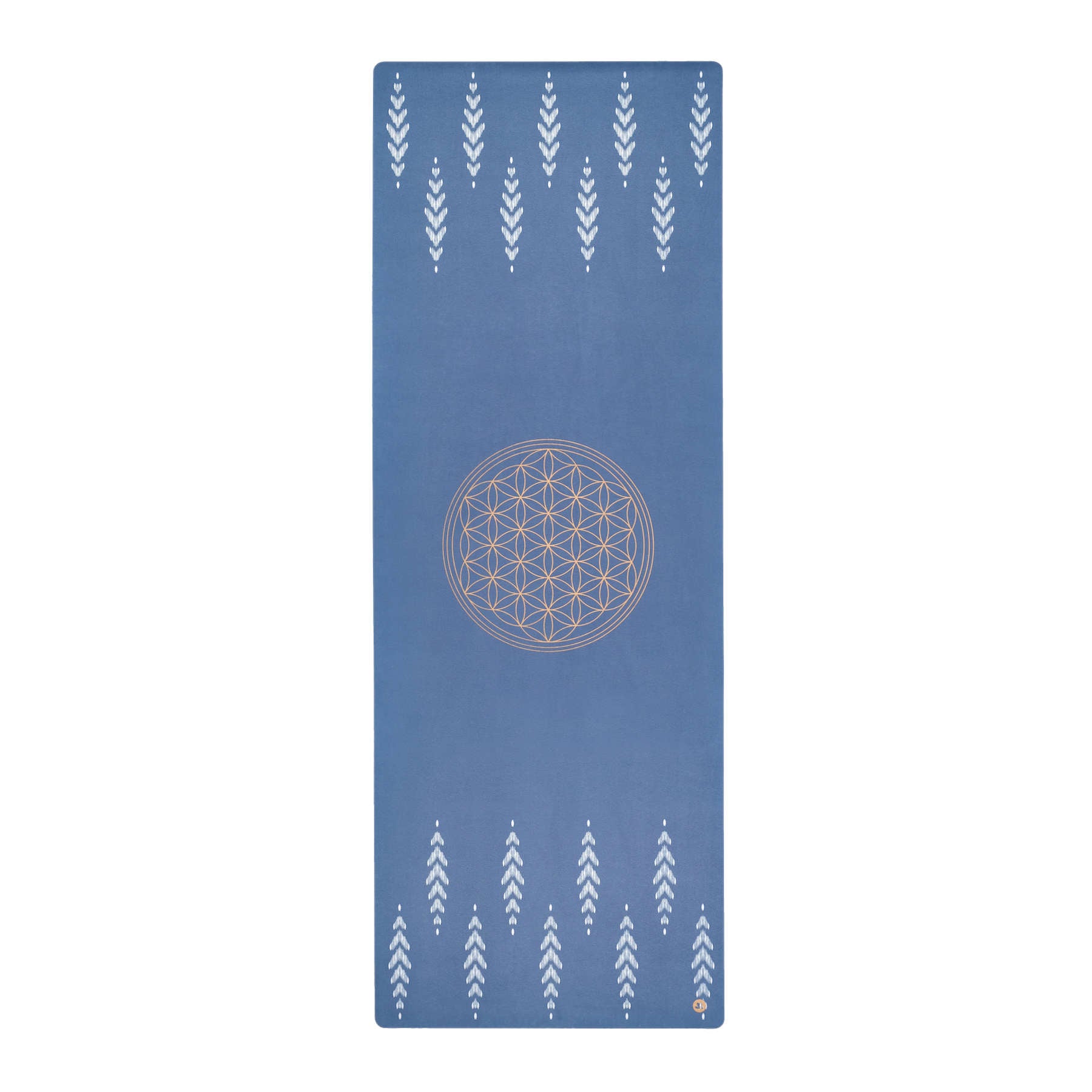 Yogamatte Velours Blume des Lebens indigo-blau