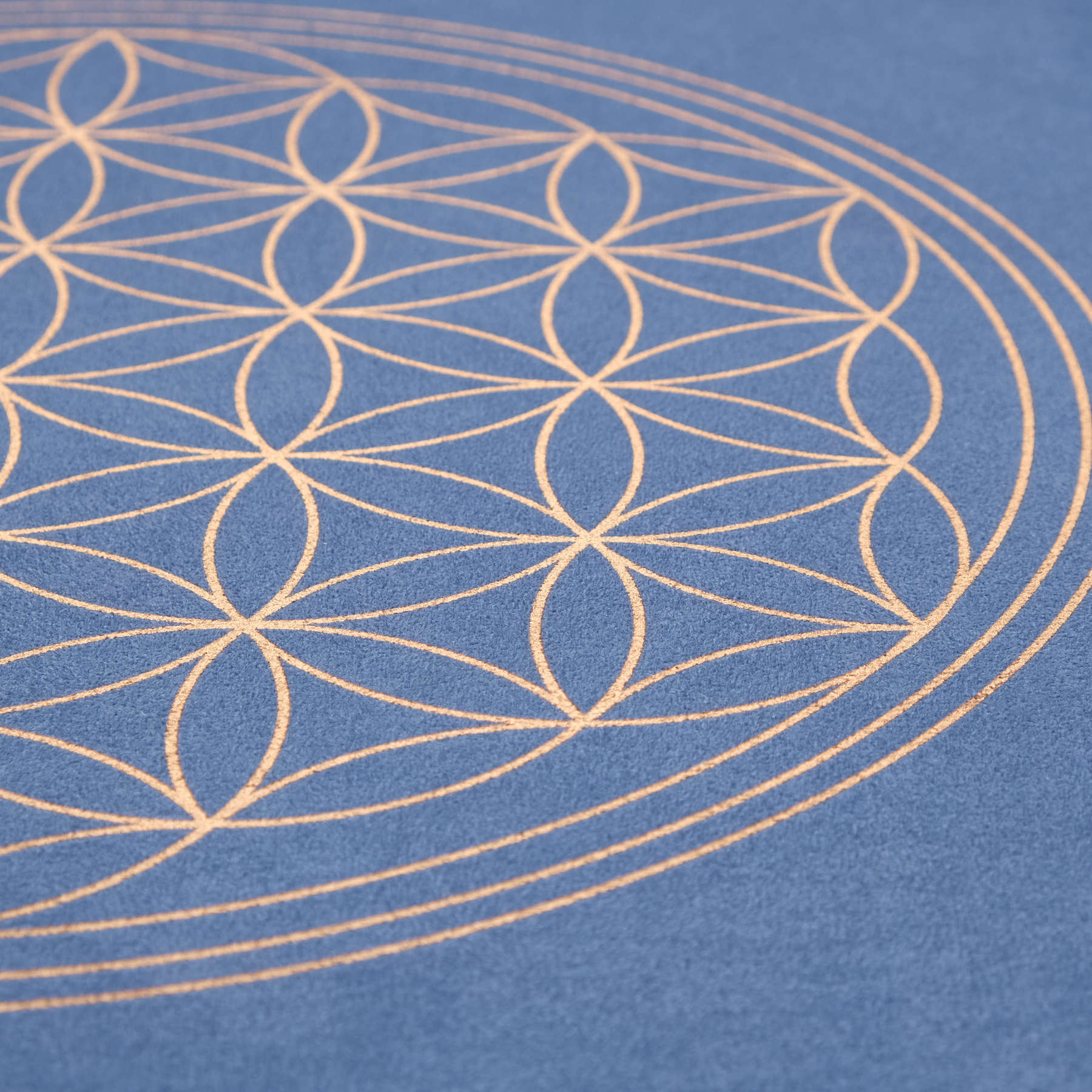 Yogamatte Velours Blume des Lebens indigo-blau