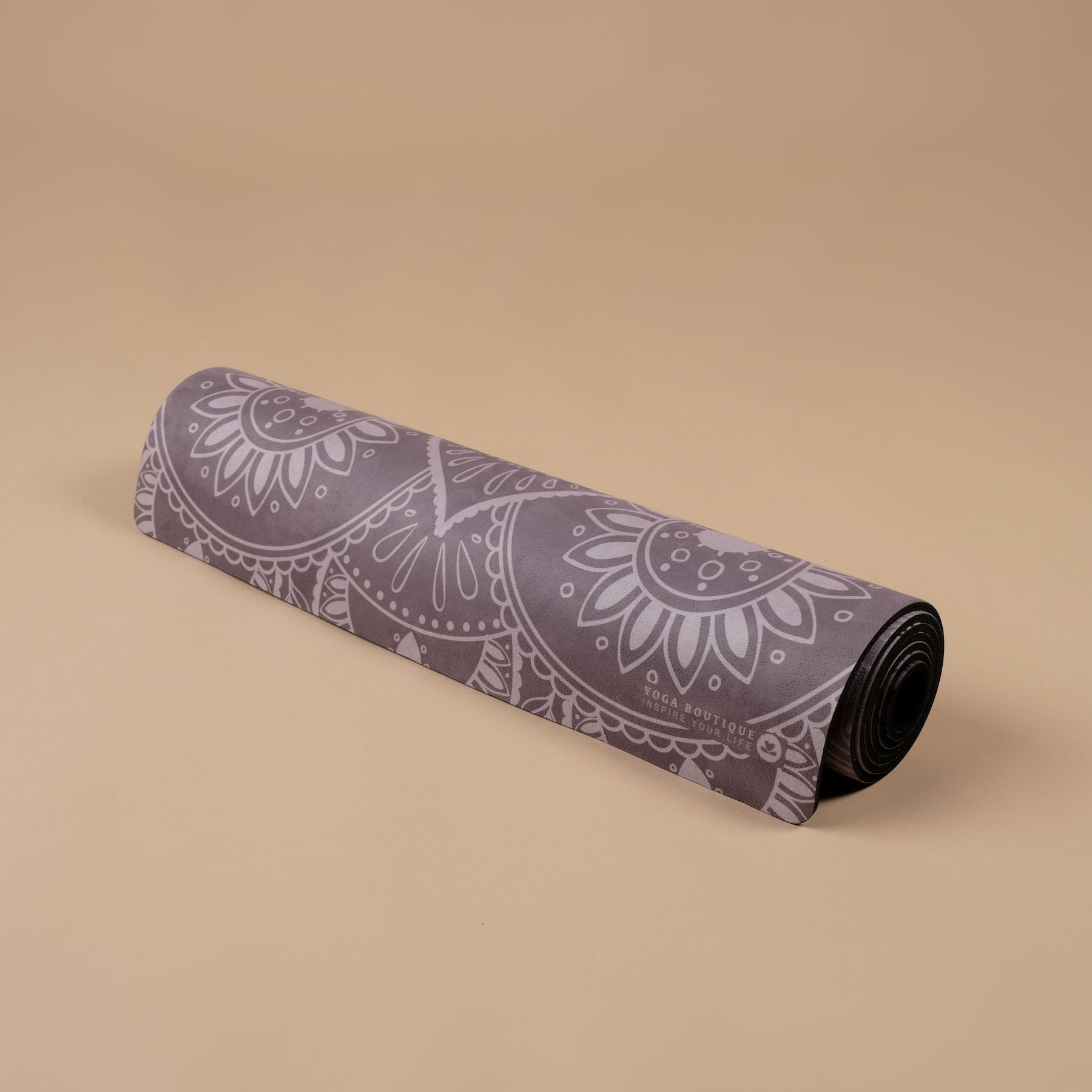 Yogamatte Velours Mandala schwarz