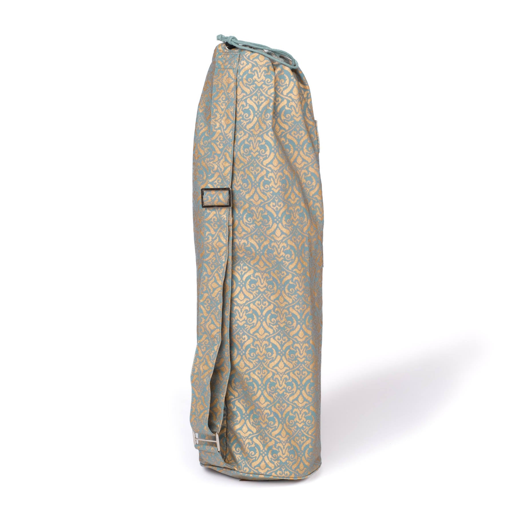 Yogamatten-Tasche aus Bio Baumwolle mit goldenem Blockprint green-water
