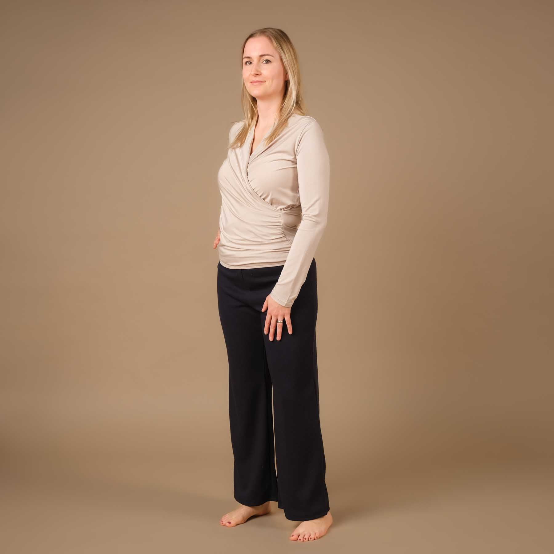 Yoga Wickelshirt langarm sand