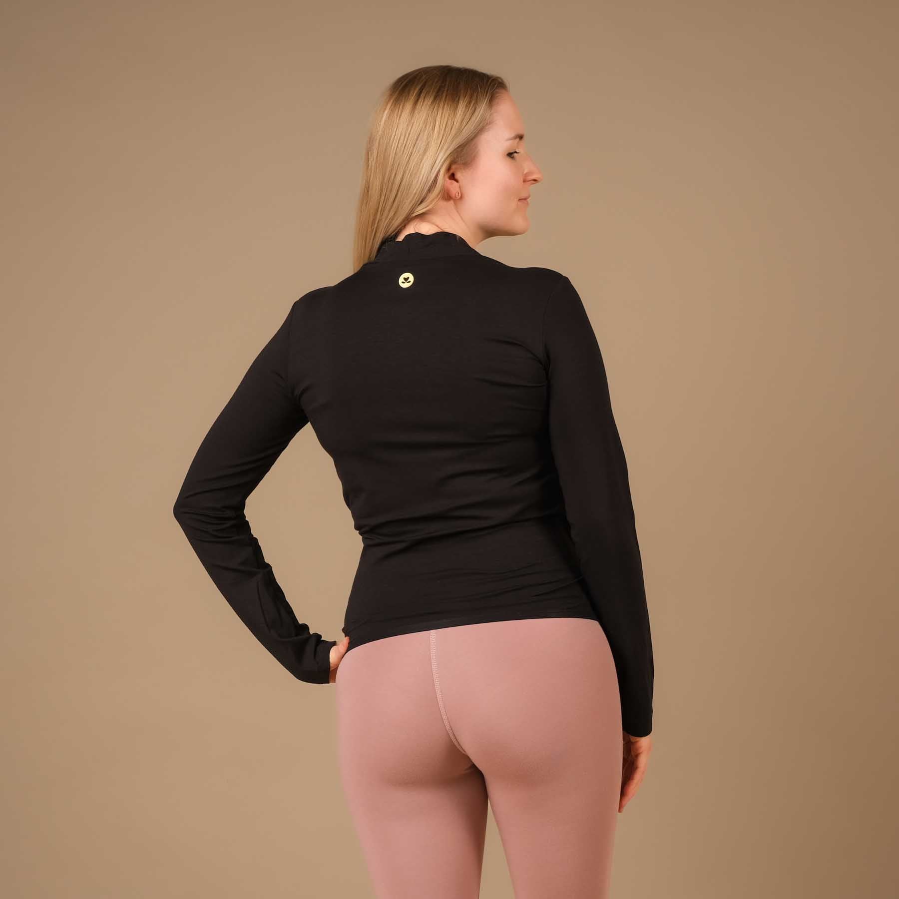 Yoga Wickelshirt langarm schwarz