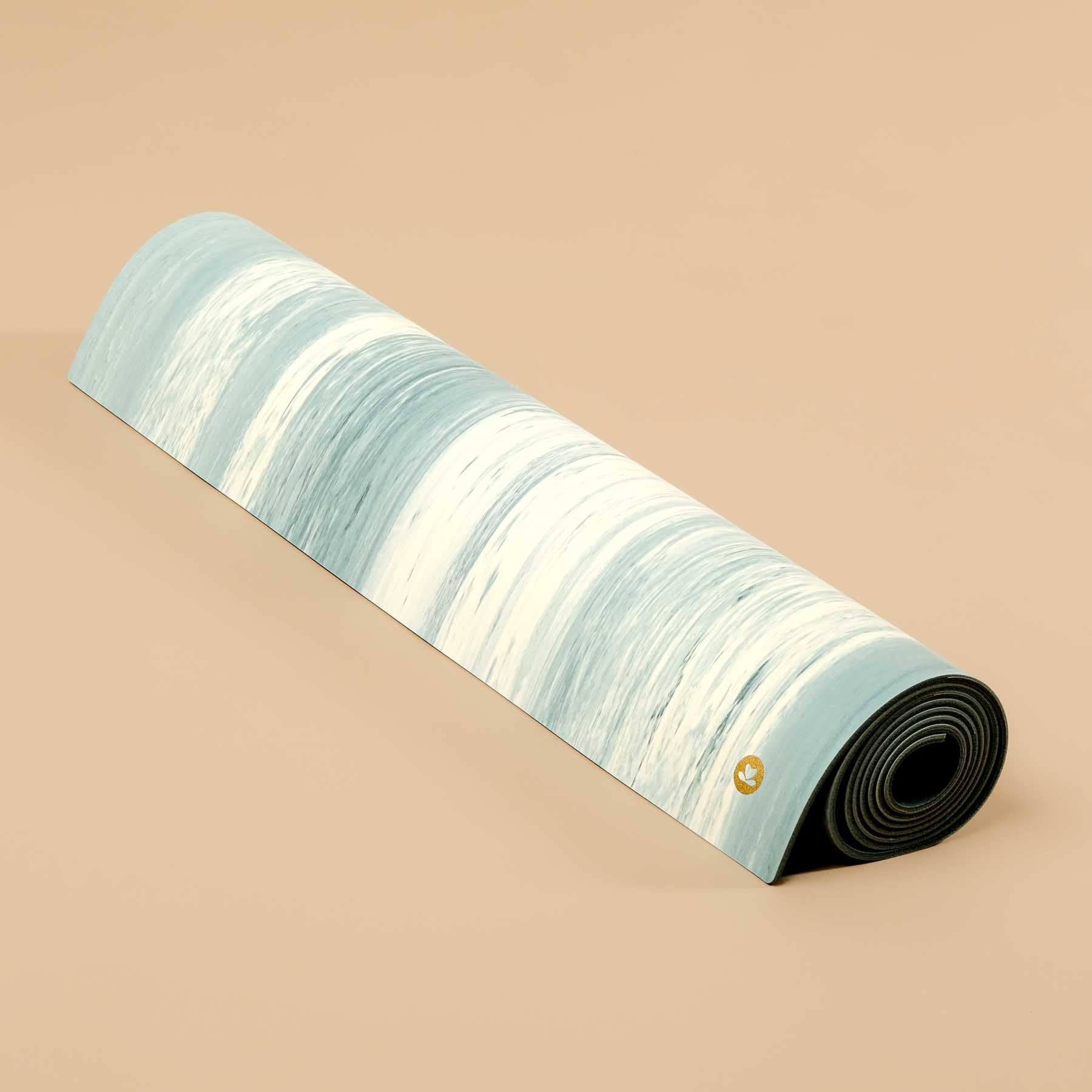 Tappetino da yoga in gomma naturale antiscivolo, blu marmorizzato