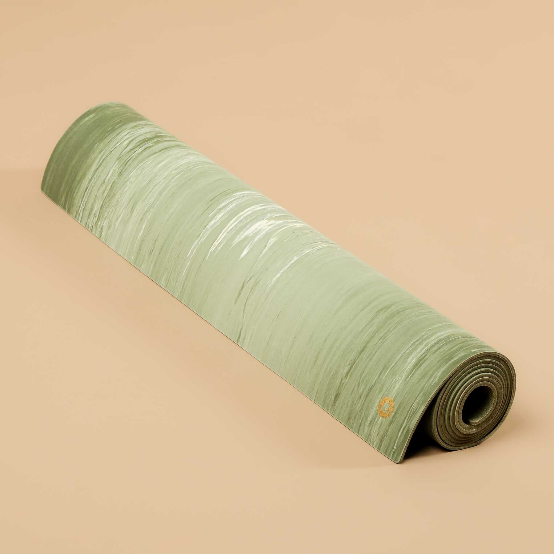 Tappetino da yoga in gomma naturale antiscivolo, effetto marmo, verde oliva