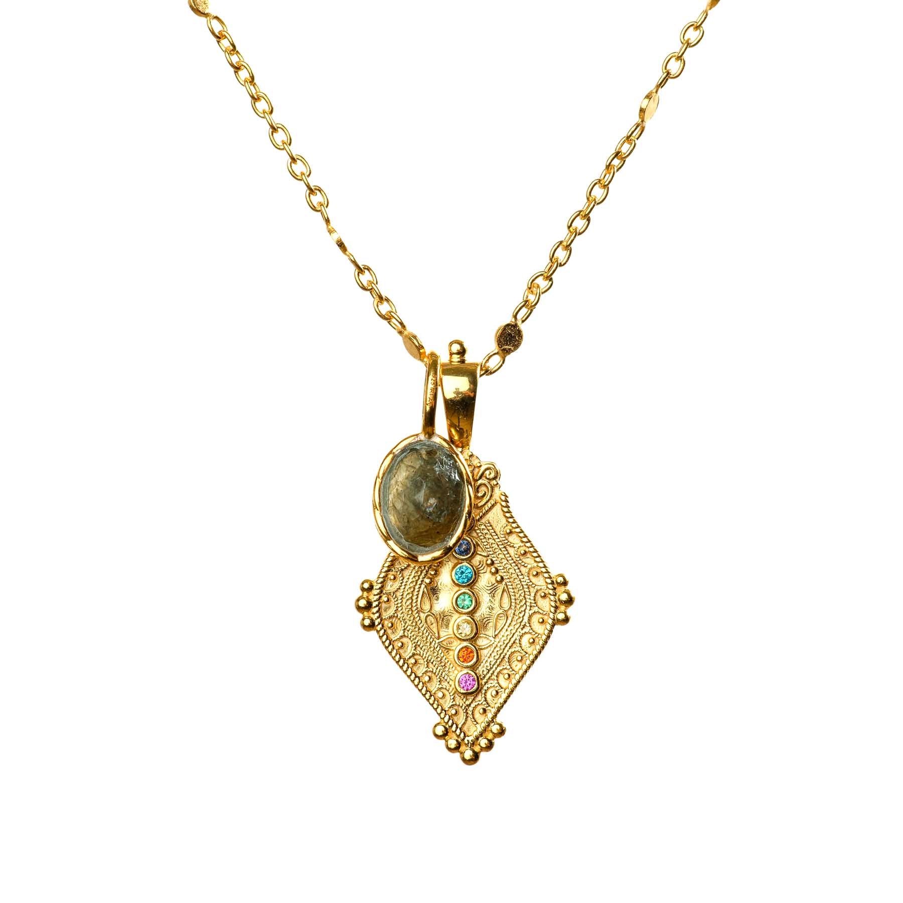 Anhänger Halskette Labradorit gold