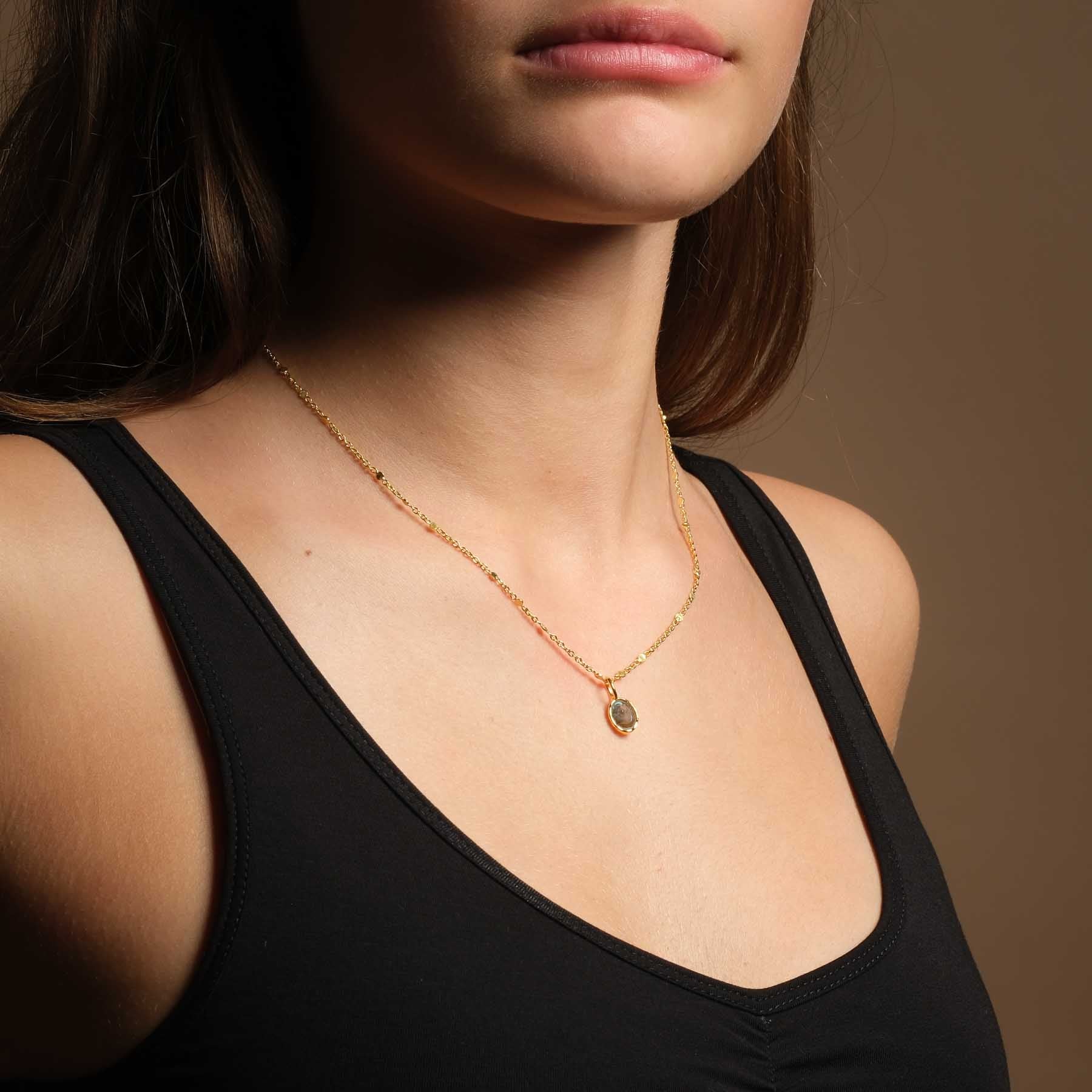 Anhänger Halskette Labradorit gold