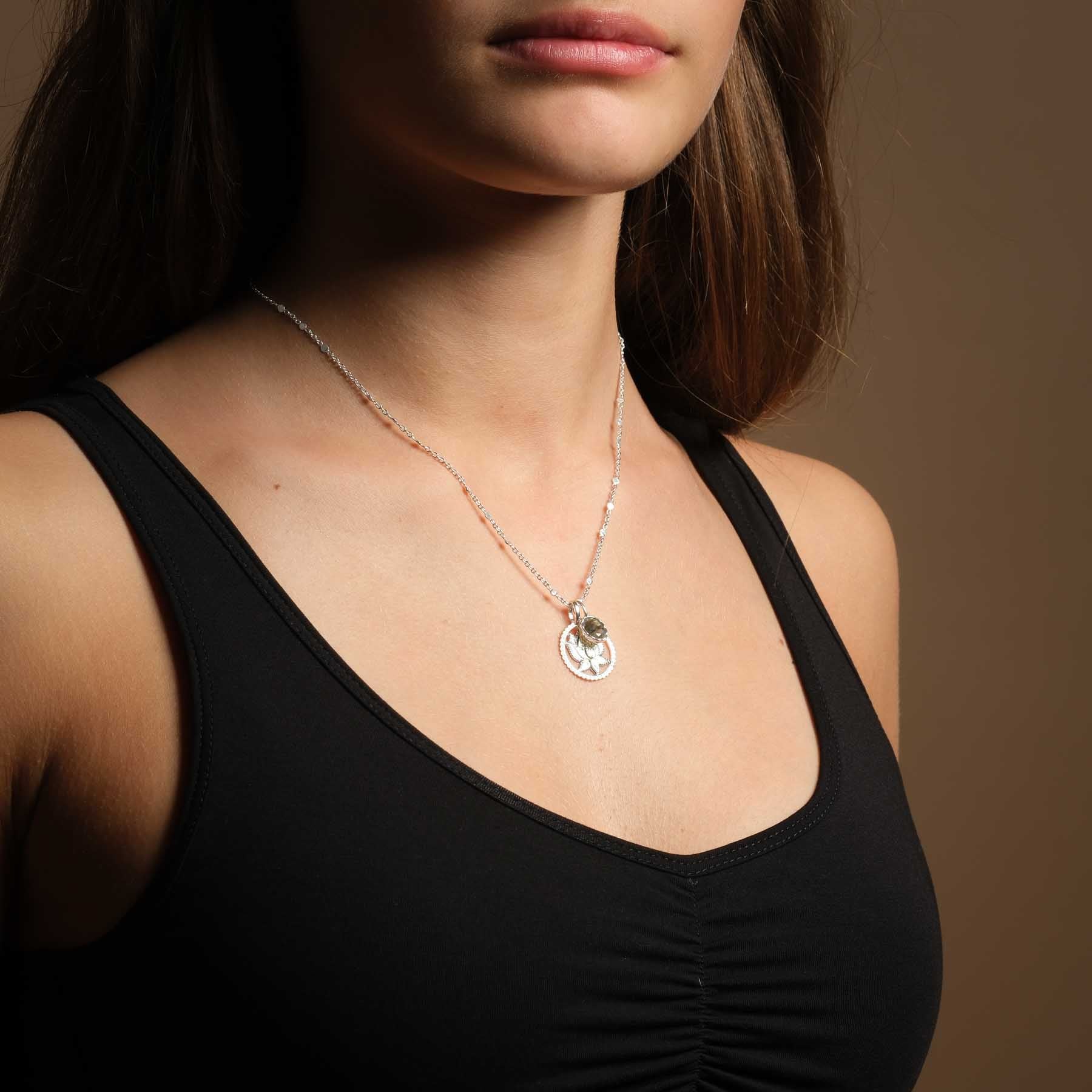 Anhänger Halskette Labradorit silber