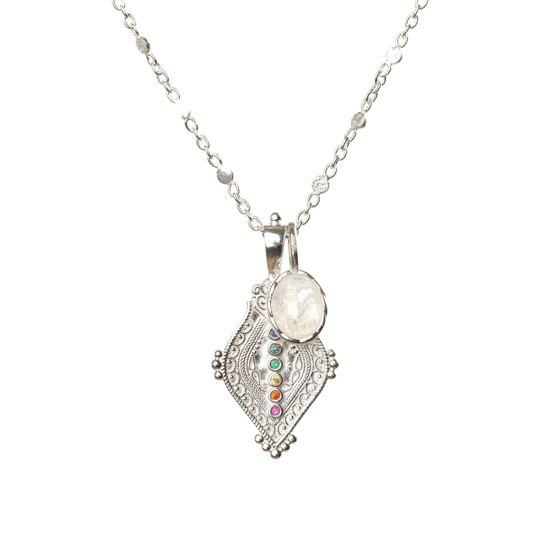 Anhänger Halskette Mondstein silber