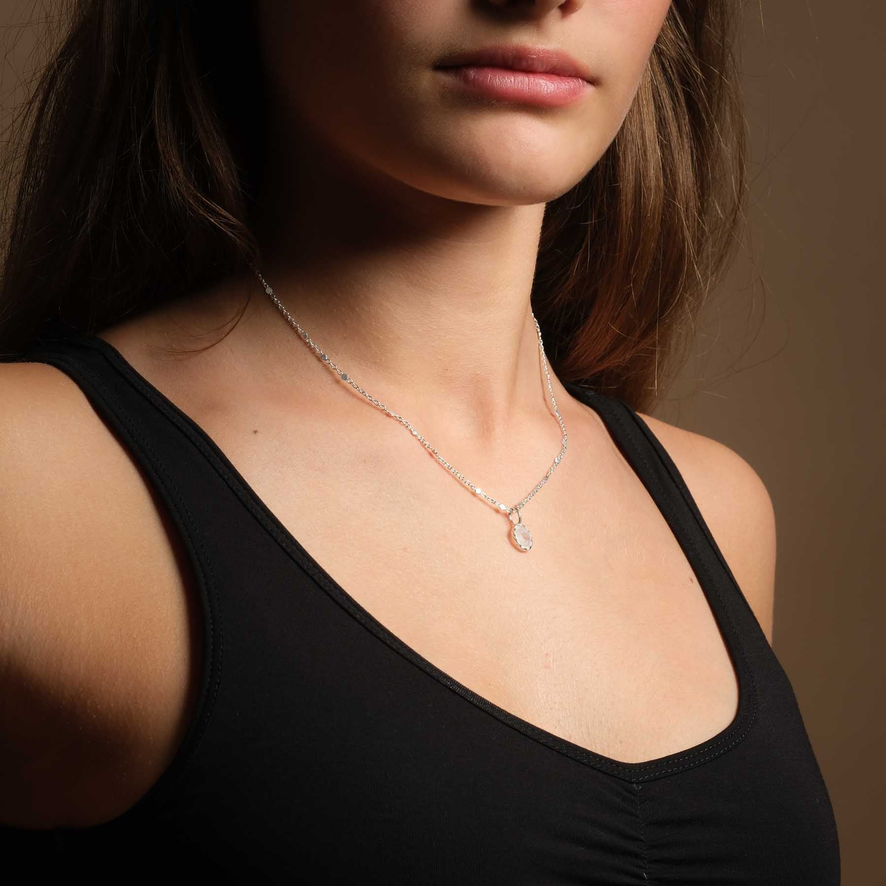 Anhänger Halskette Mondstein silber