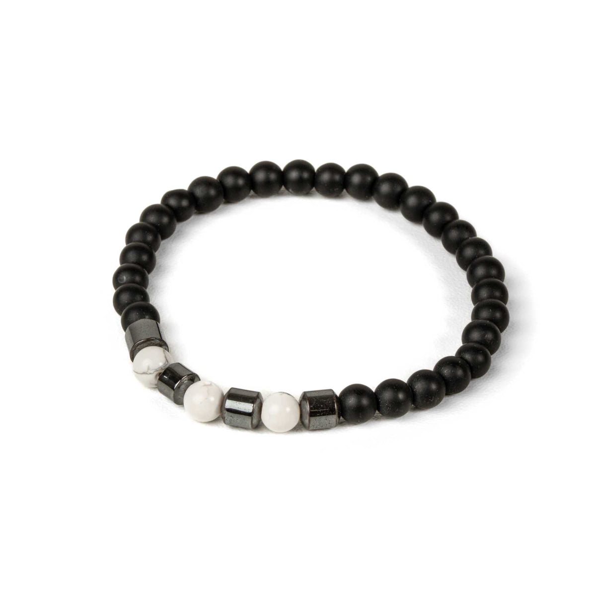 Braccialetto con pietre preziose: ematite e howlite