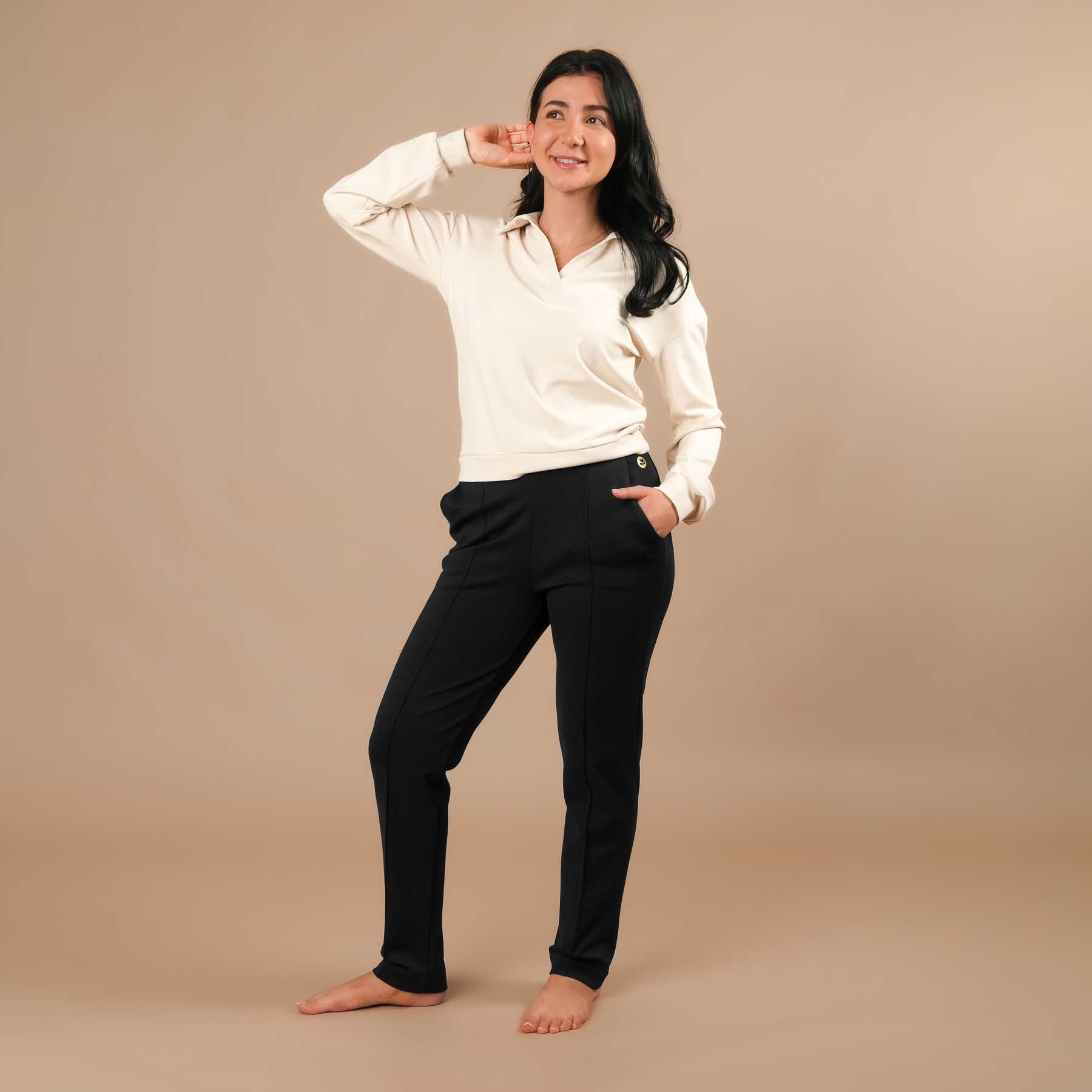 Eleganter Business Sweater Damen – ideal fürs Büro, Homeoffice und Reisen ecru