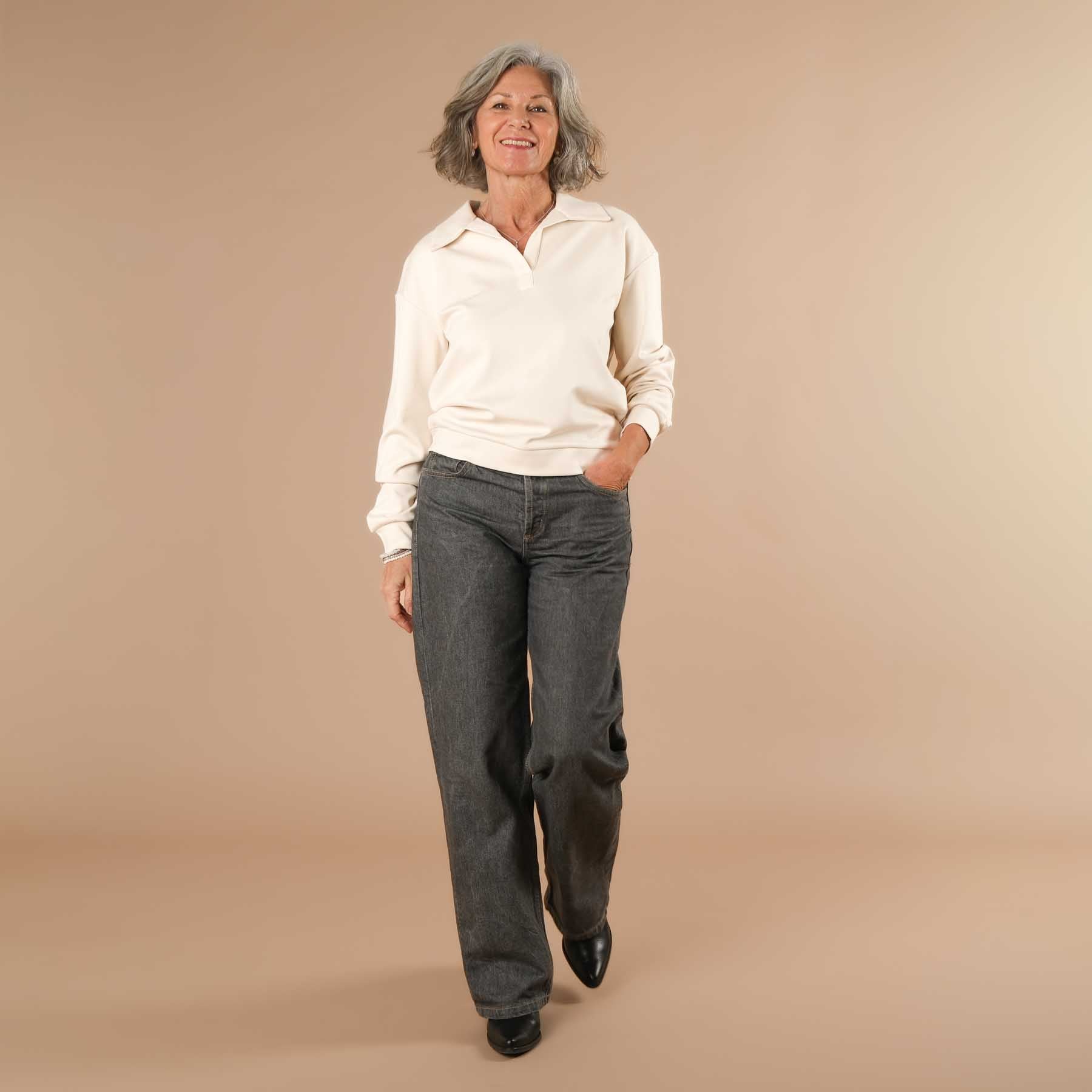 Eleganter Business Sweater Damen – ideal fürs Büro, Homeoffice und Reisen ecru