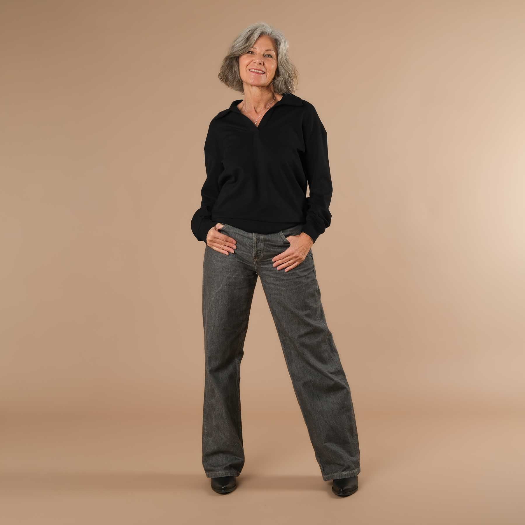 Eleganter Business Sweater Damen – ideal fürs Büro, Homeoffice und Reisen schwarz