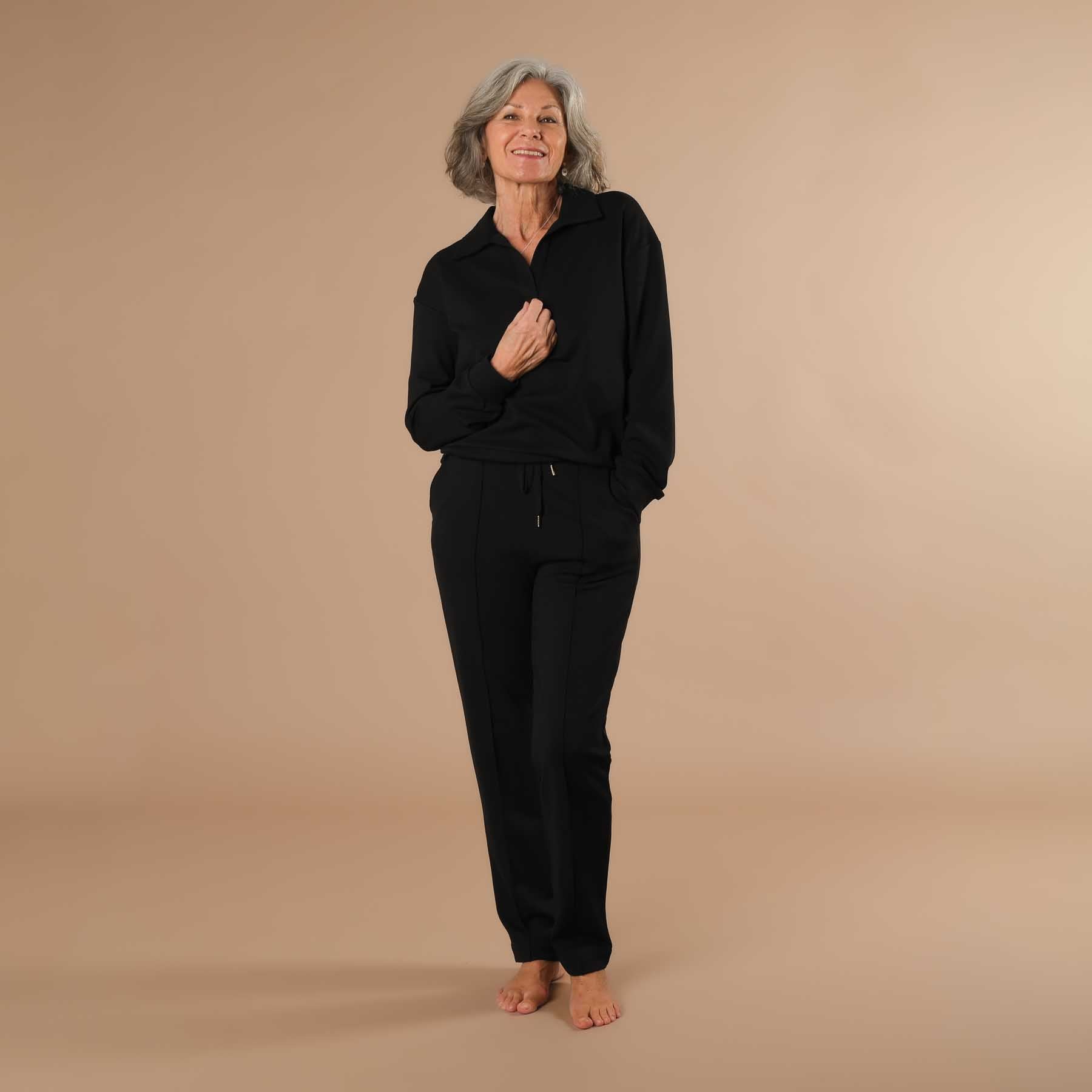 Eleganter Business Sweater Damen – ideal fürs Büro, Homeoffice und Reisen schwarz