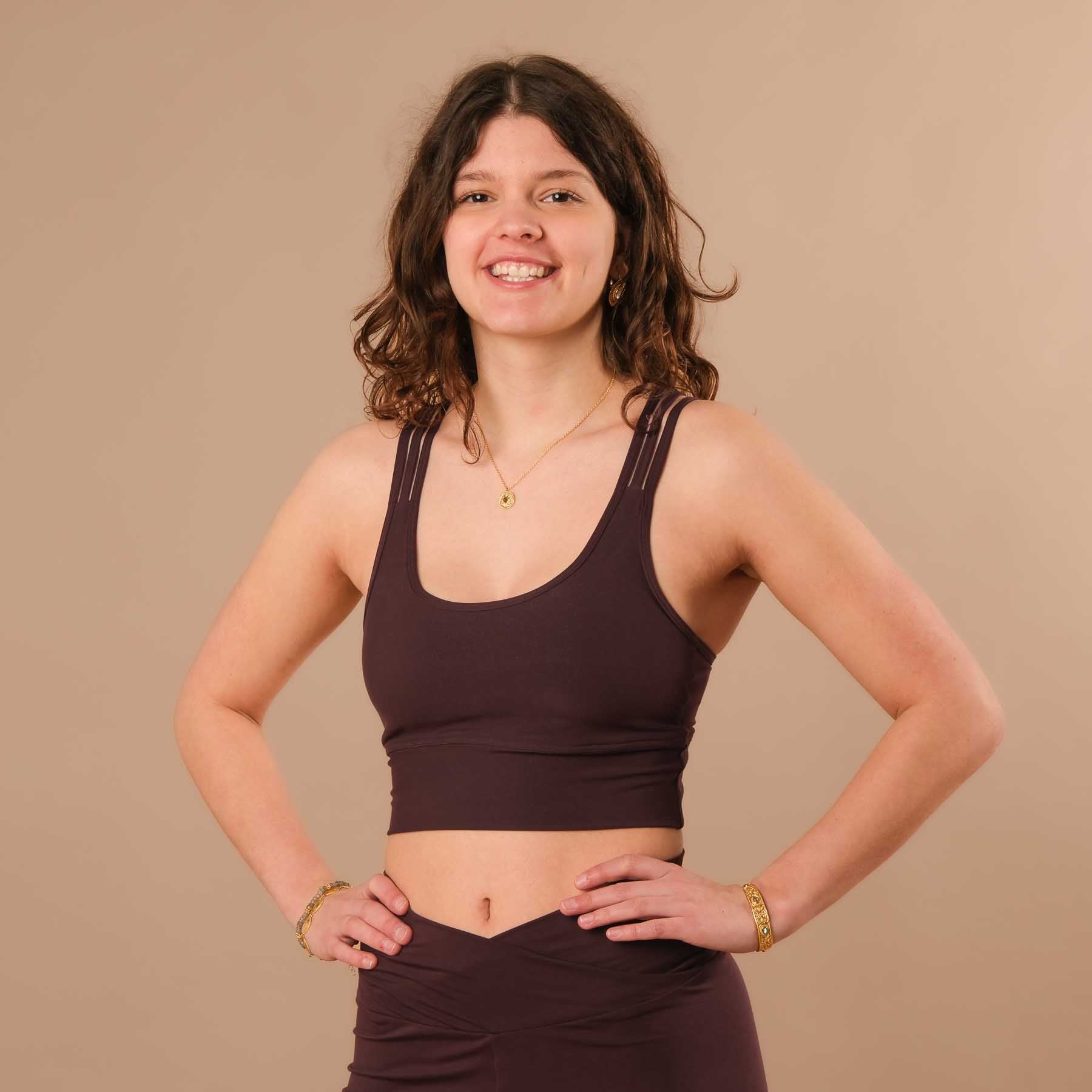 Yoga Crop Top CrissCross Bra aubergine, unglaublicher Tragekomfort und super weich auf der Haut