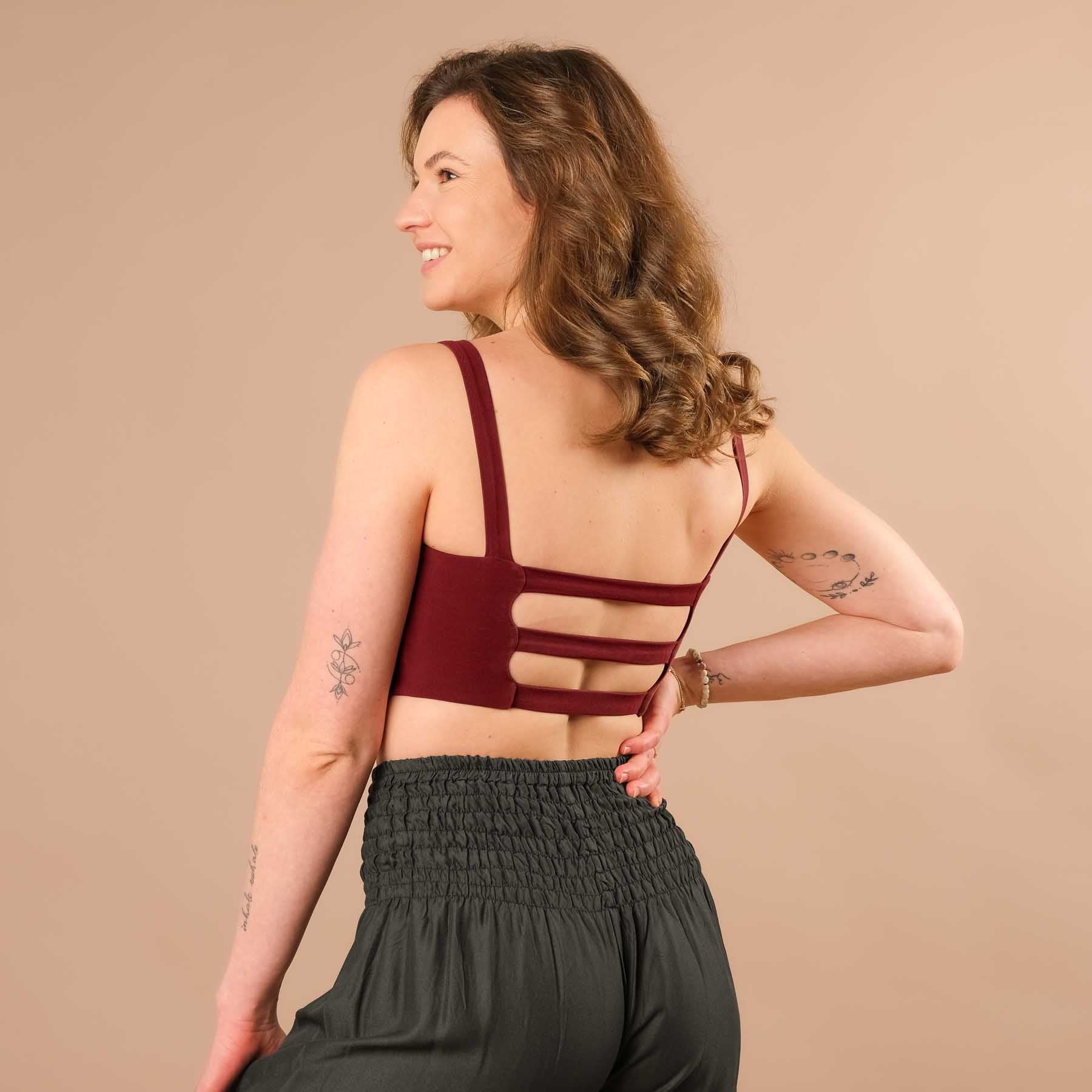 Yoga Bra Stripes Comfy bordeaux