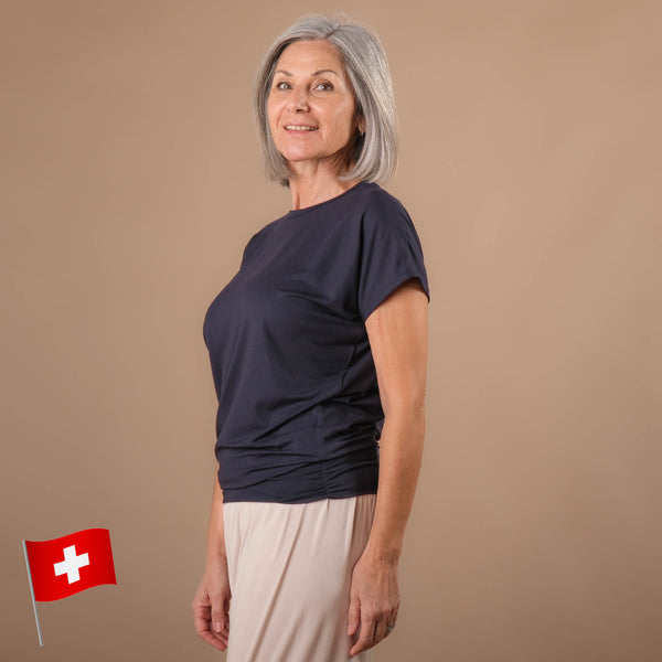 Yoga Shirt Comfy kurzarm nachhaltig in der Schweiz hergestellt navy