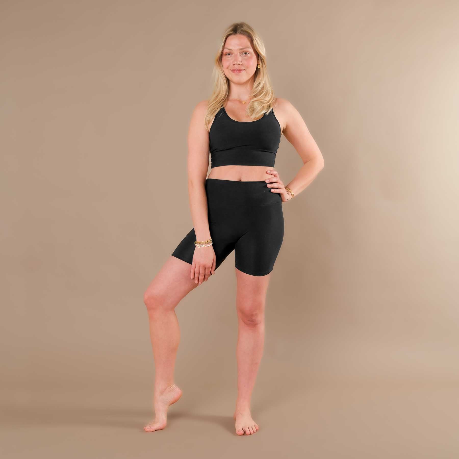 Cuissard de cyclisme Yoga Shorts Comfy, fabriqué en Suisse, noir