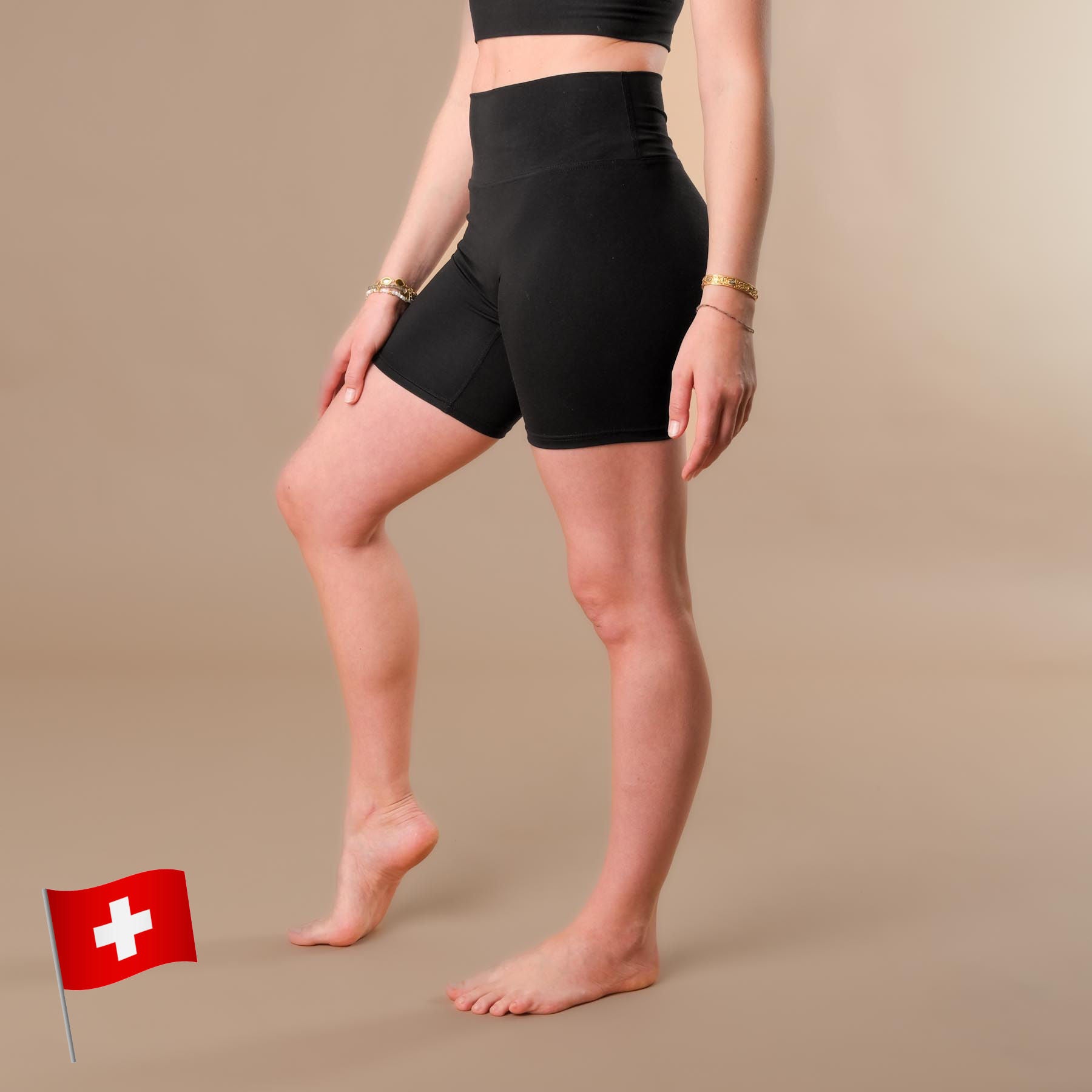 Pantaloncini da ciclismo Yoga Shorts Comfy Swiss made neri