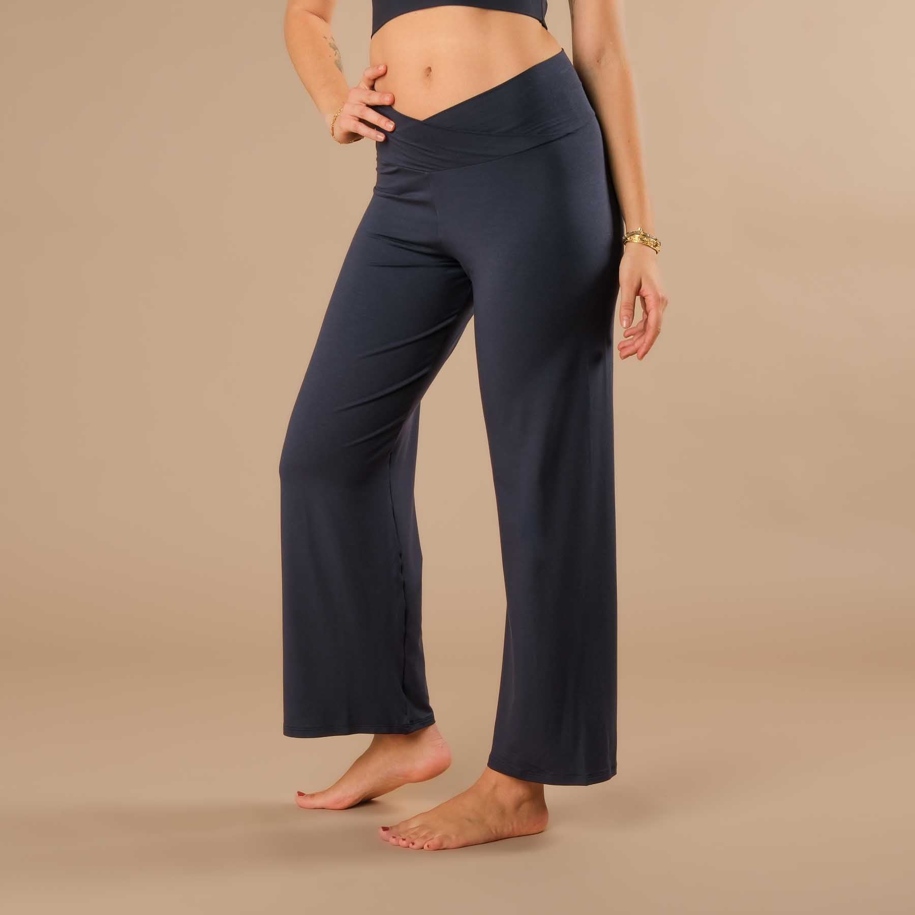 Pantalon de yoga long Yoga Culotte Comfy durable en Tencel bleu marine