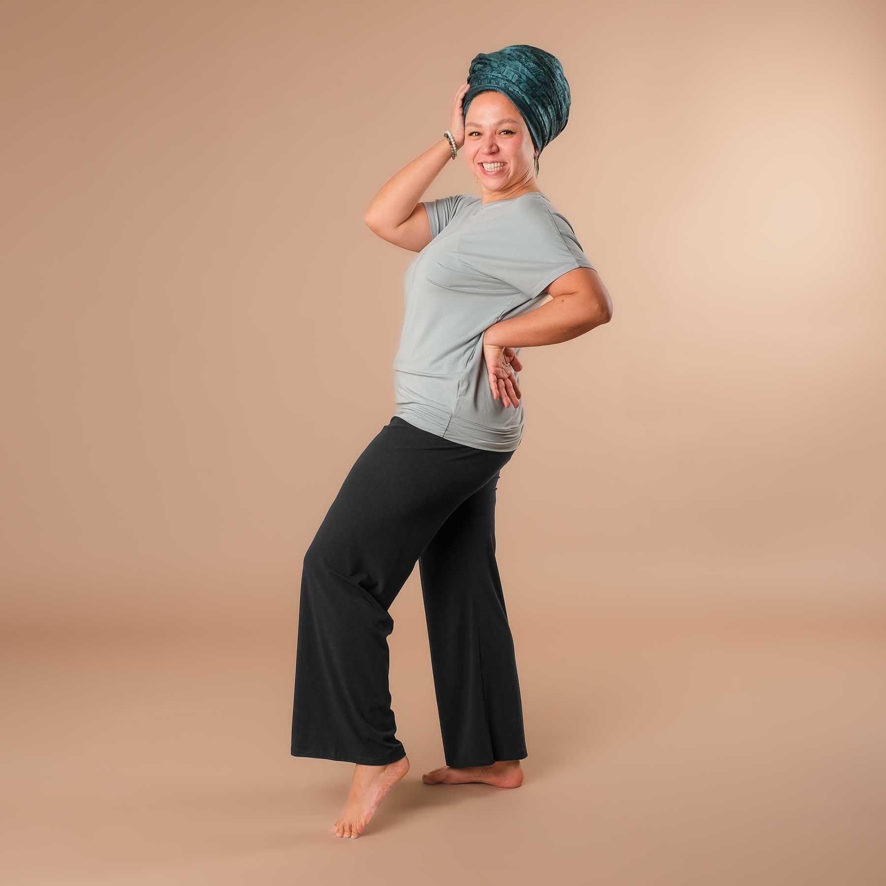 Culotte de yoga longue et confortable  Pantalon de yoga durable en Tencel noir