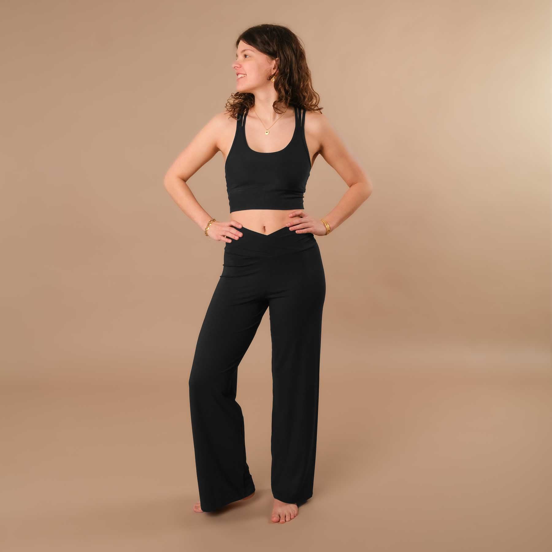 Yoga Culotte Comfy lunghi  Pantaloni yoga sostenibili in Tencel nero