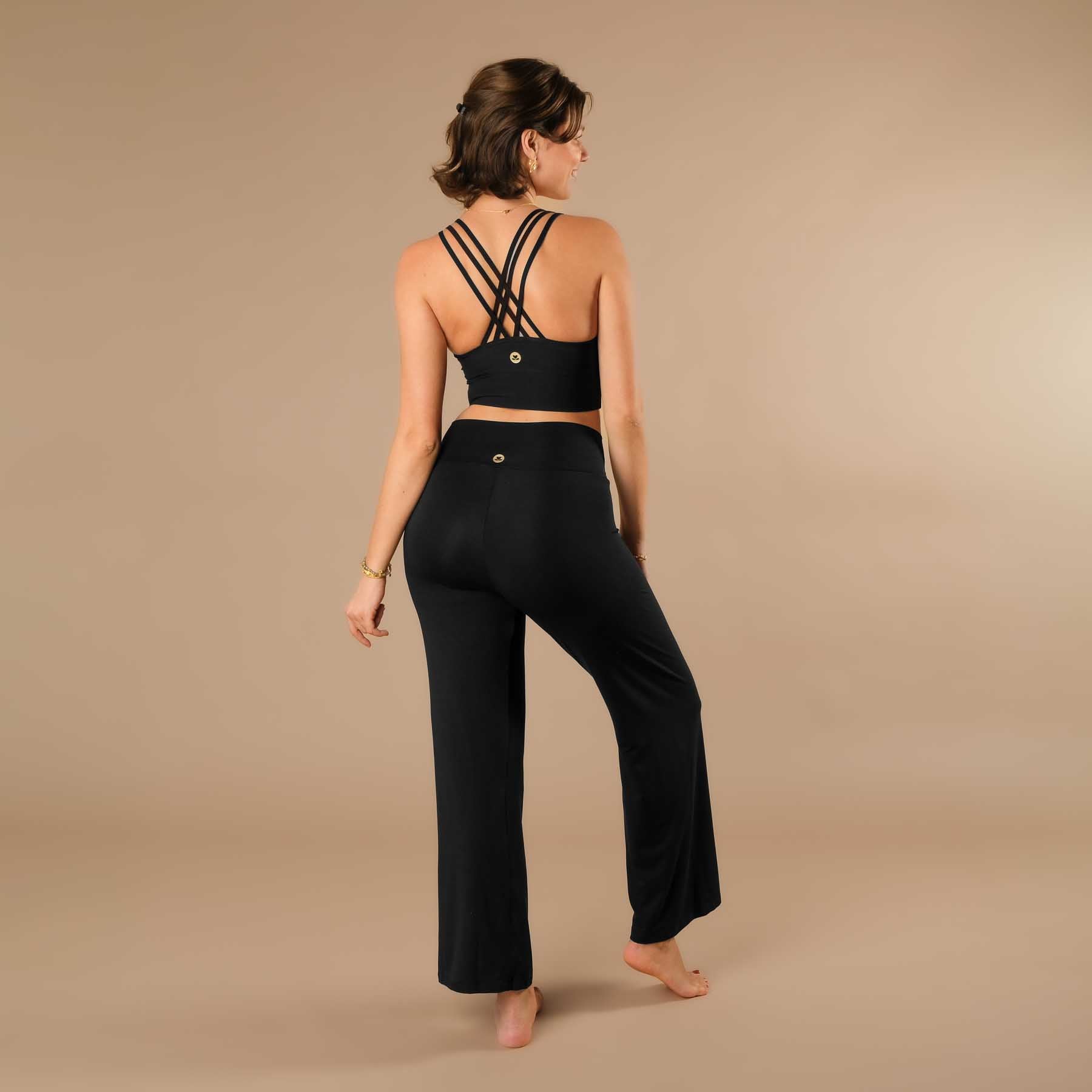 Culotte de yoga longue et confortable  Pantalon de yoga durable en Tencel noir