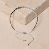 Miyuki Edelstein Armband mit Apatit und Aquamarin graublau