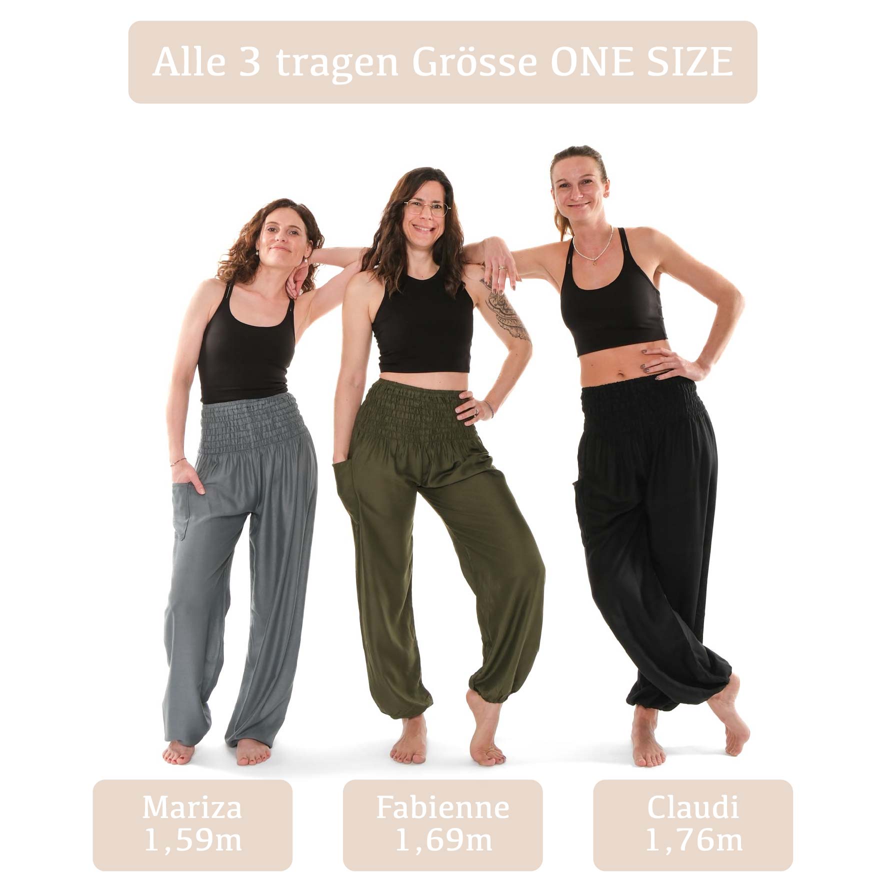 Haremshose, Pluderhose uni verschiedene Grössen schwarz, navy, grau, anthrazit, olive