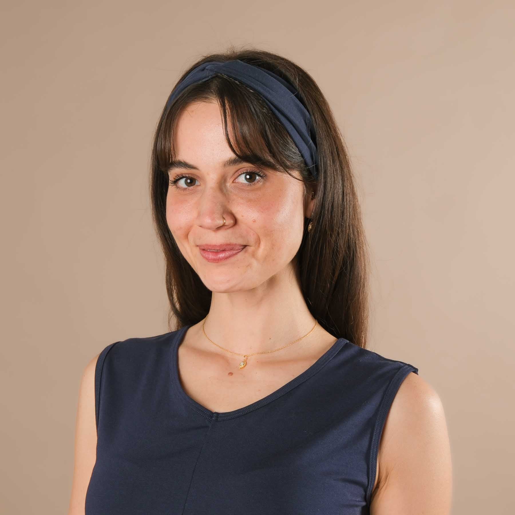 Bandeau de yoga Twist, fabriqué en Suisse, bleu marine