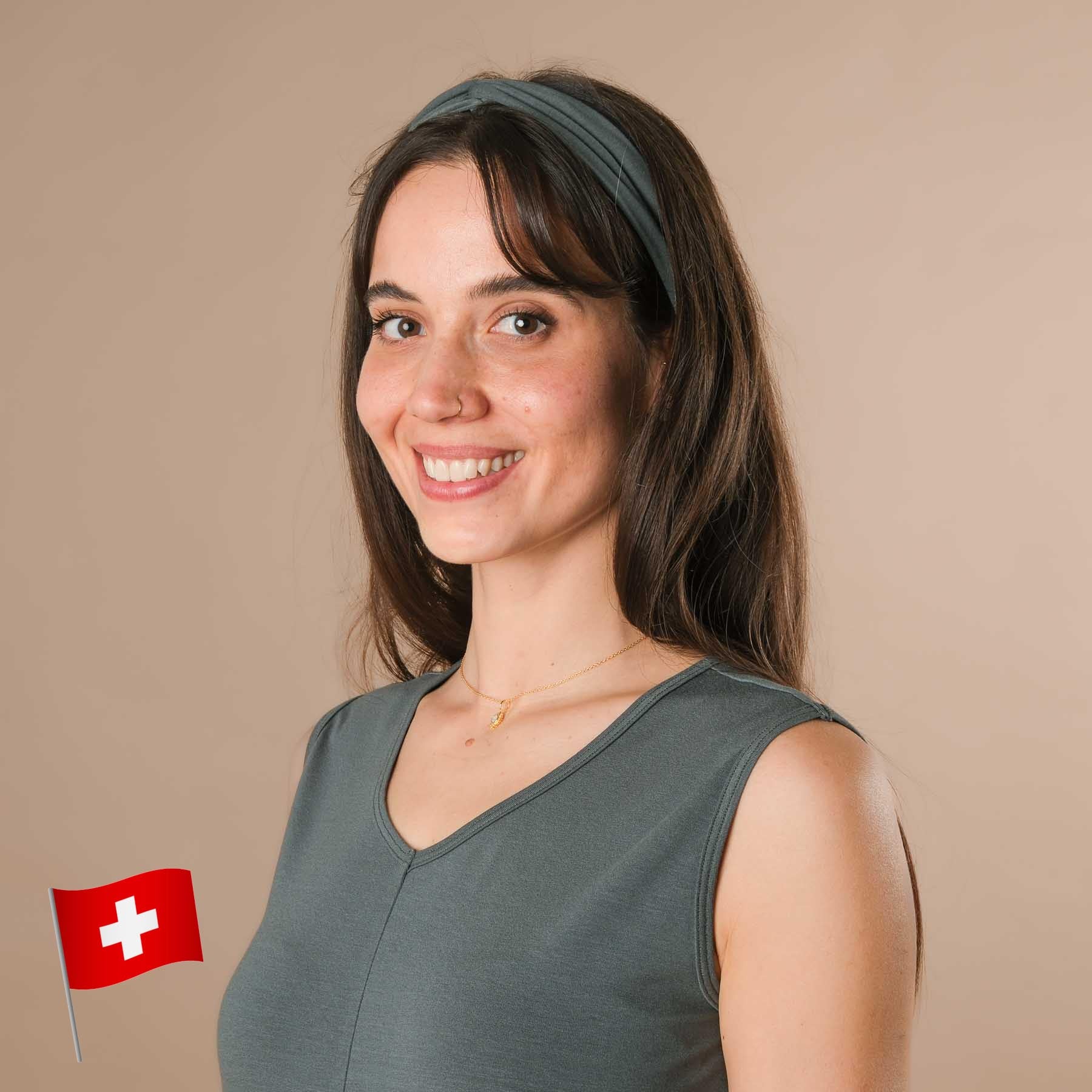 Bandeau de yoga Twist, fabriqué en Suisse, vert émeraude