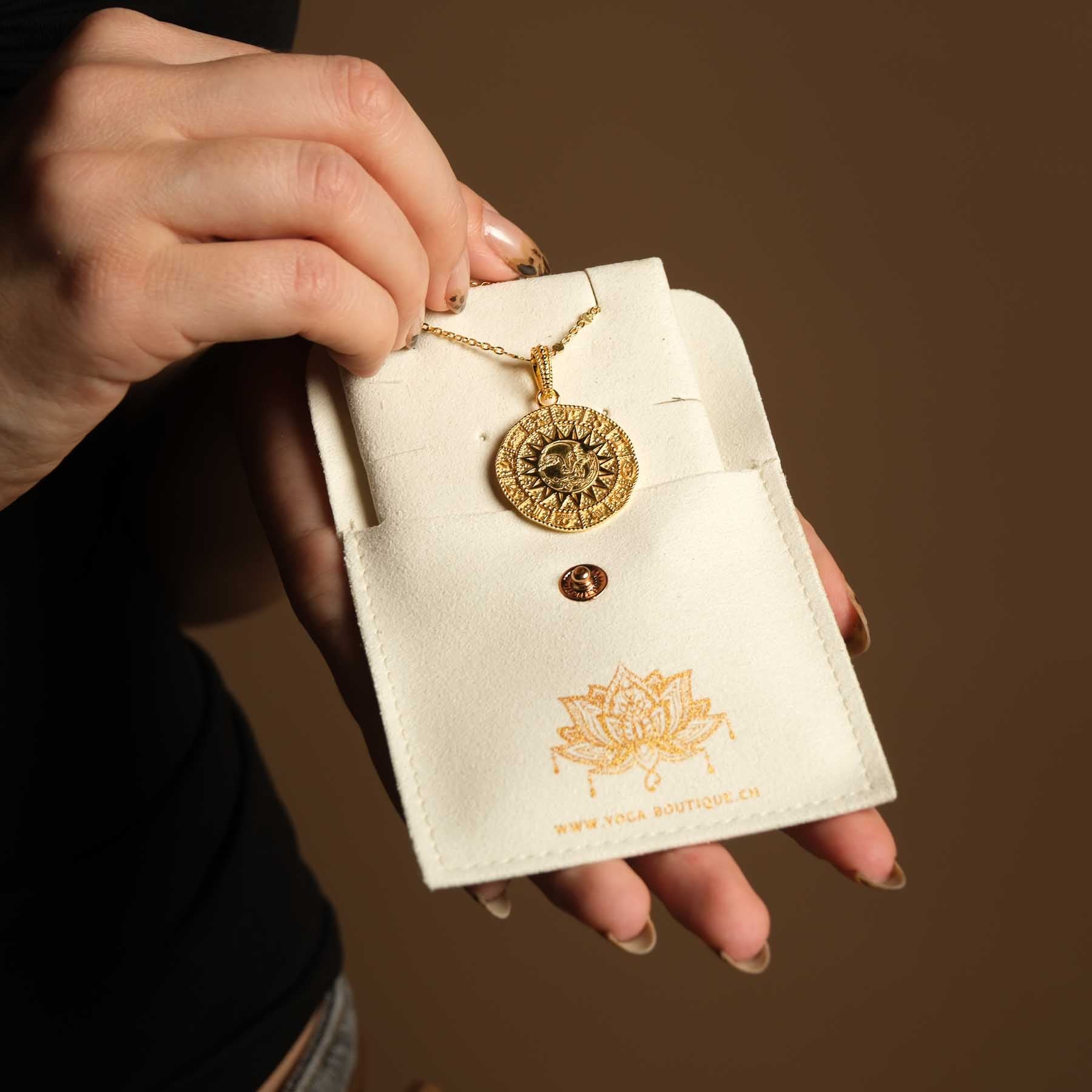 Halskette Astro mit den 12 Sternzeichen, Sonne und Mond gold