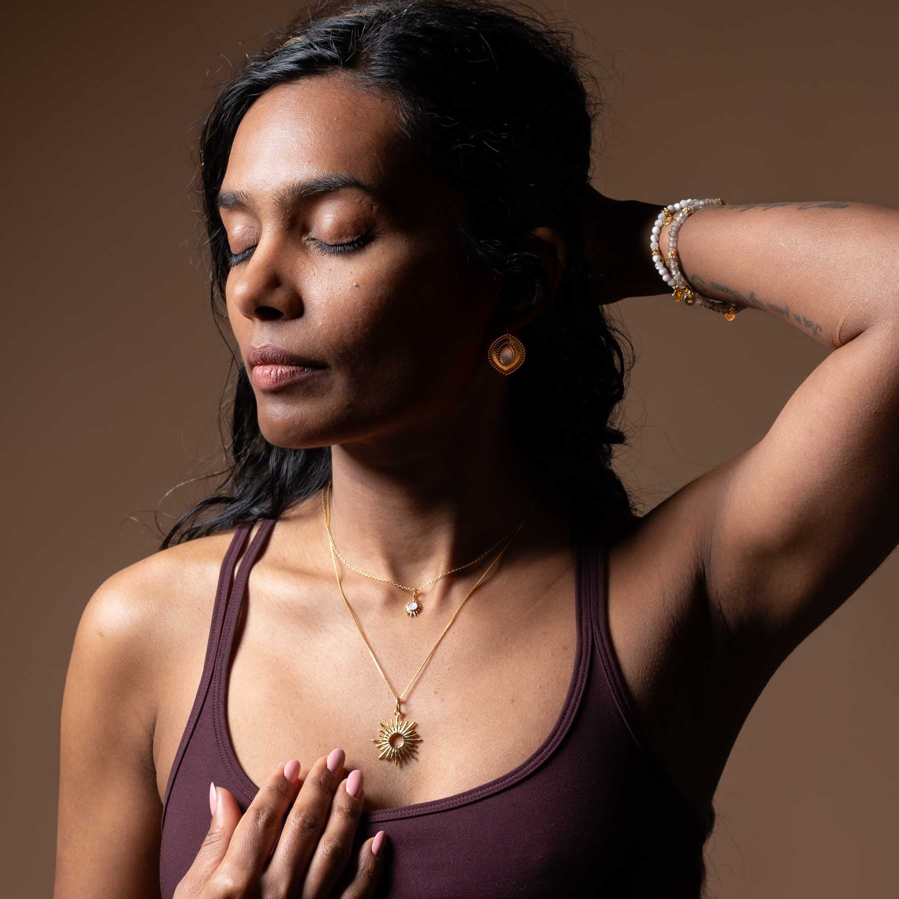 Collana North Star in oro con pietra di luna