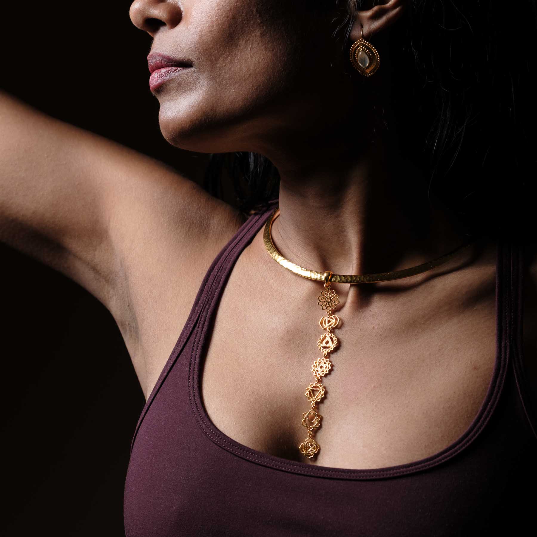 Pendentif 7 chakras sanskrit or