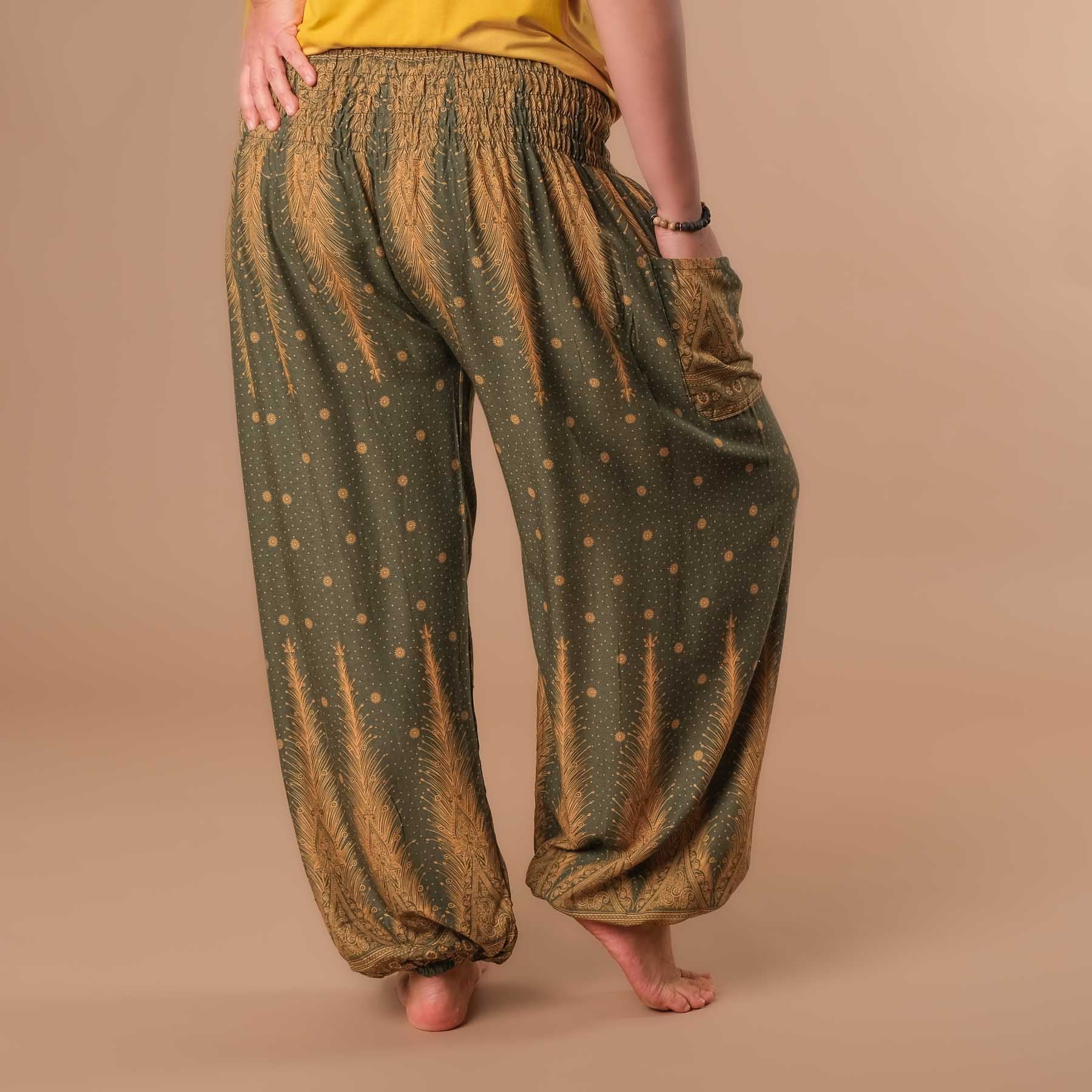 Haremshose, Pluderhose für Yoga und Freizeit Bohemian olive