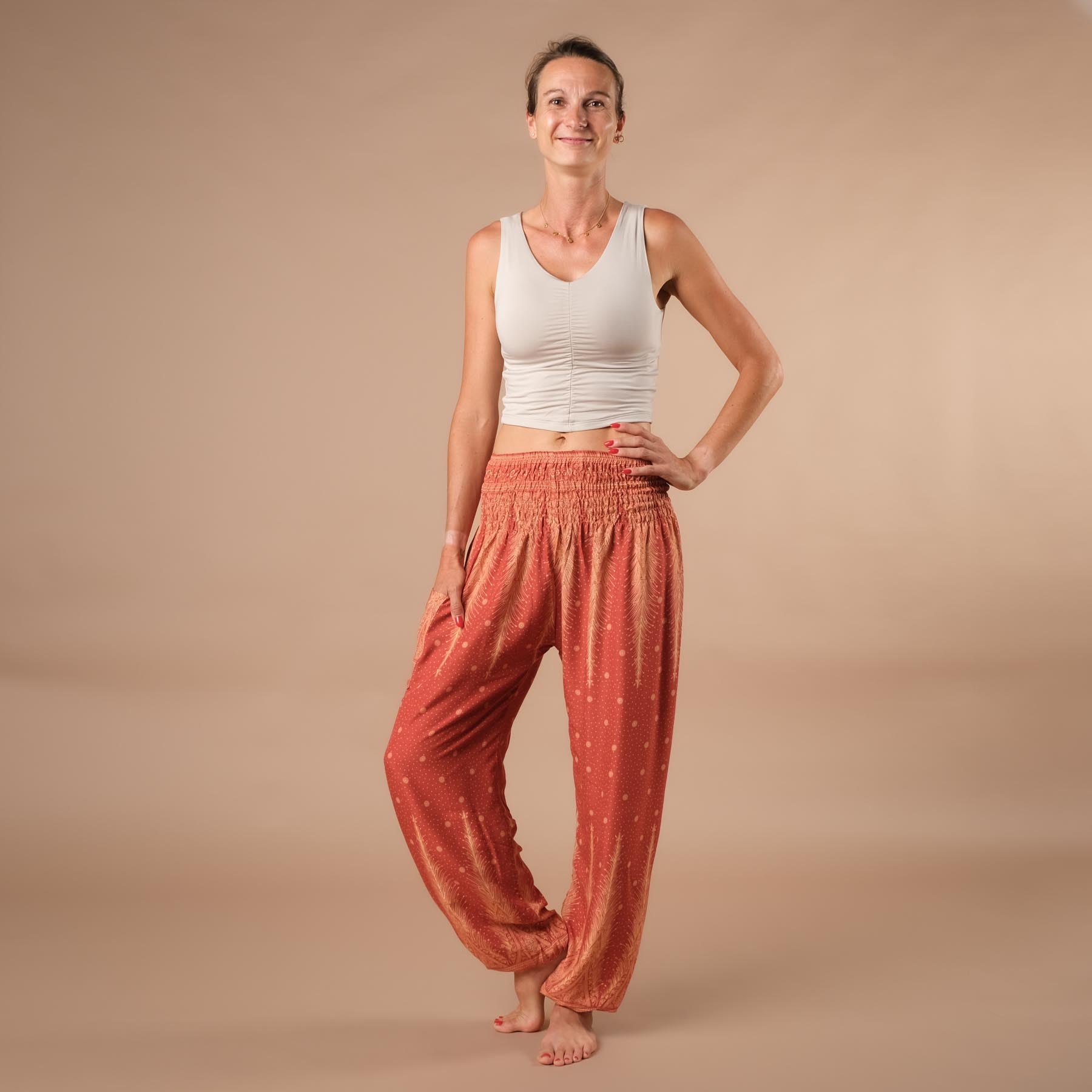 Haremshose, Pluderhose für Yoga und Freizeit Bohemian orange