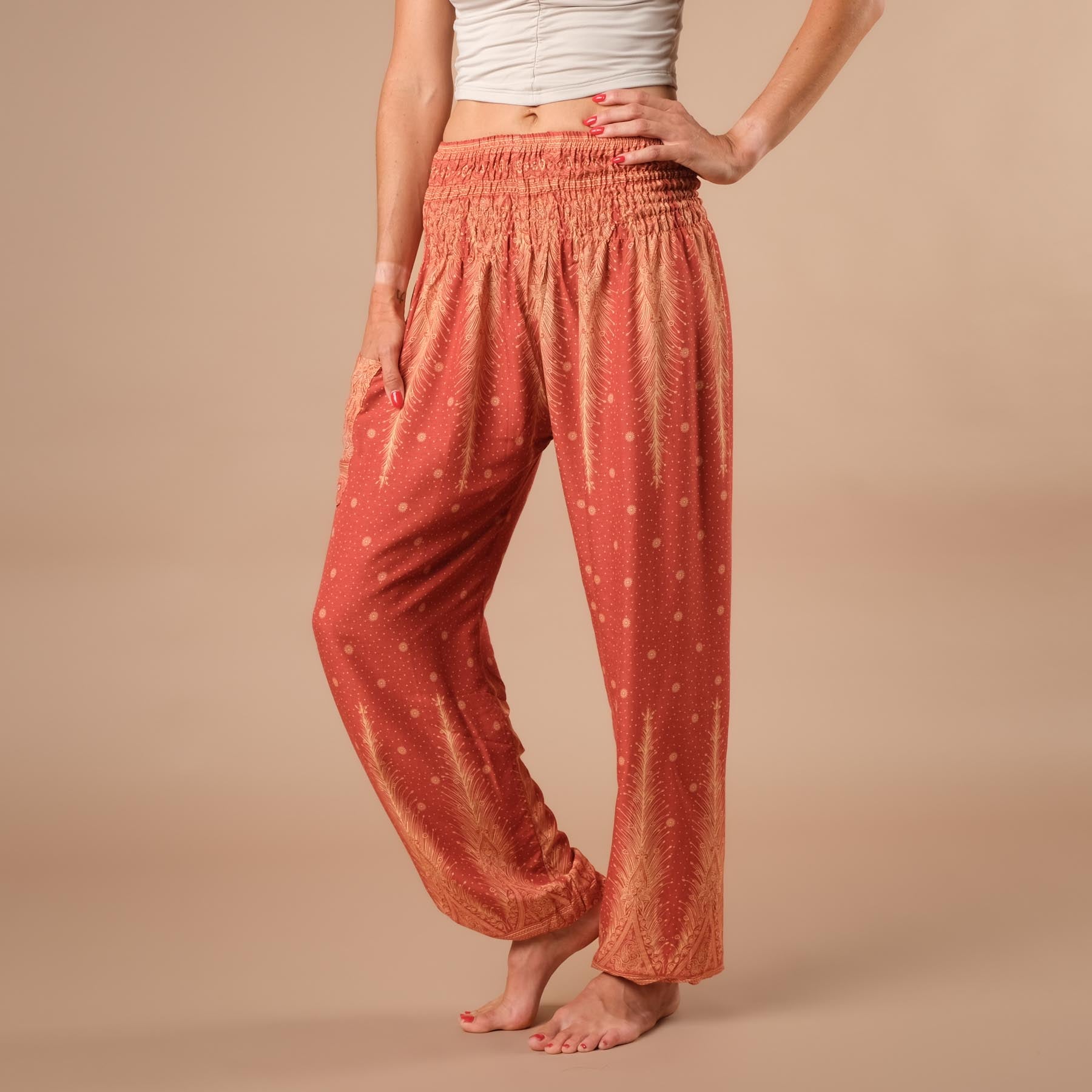 Haremshose, Pluderhose für Yoga und Freizeit Bohemian orange