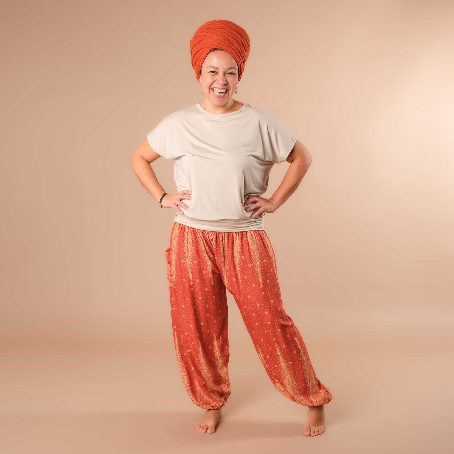 Haremshose, Pluderhose für Yoga und Freizeit Bohemian orange