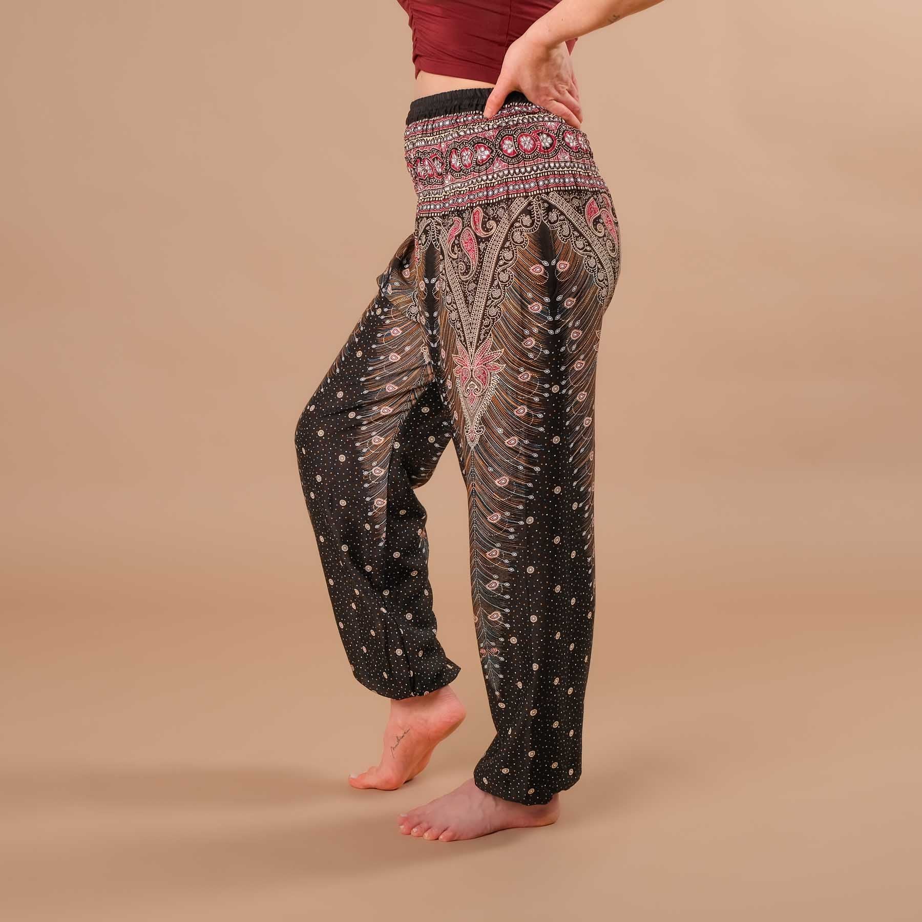 Yoga Haremshose Feather black-berry